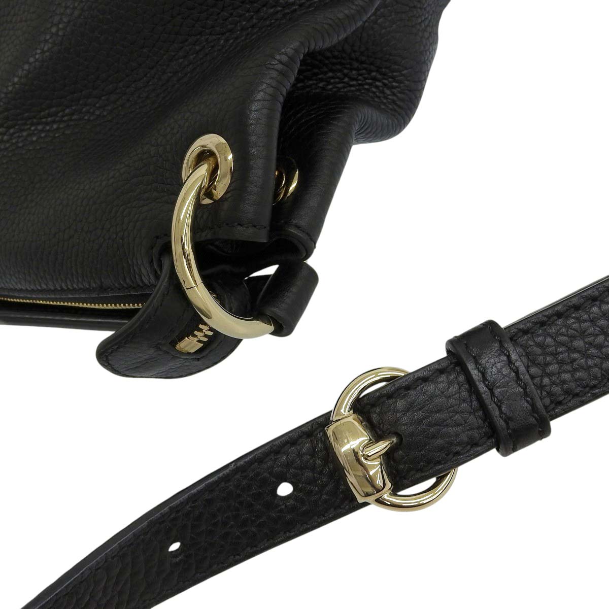 グッチ GUCCI インターロッキング ショルダーバッグ ハンドバッグ 2WAYバッグ ソーホー タッセル レザー ブラック レディース 4619
