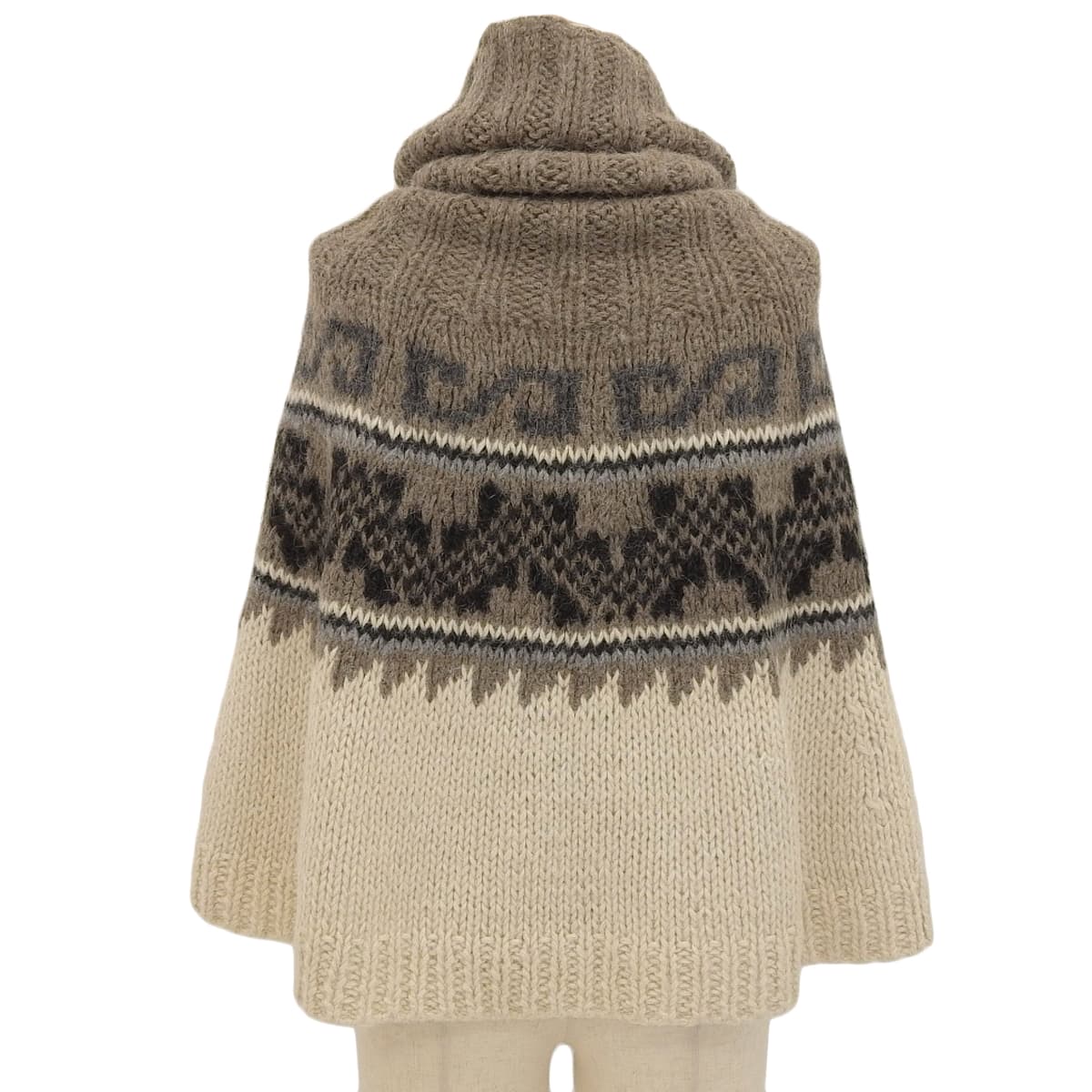 エルメス HERMES ポンチョ ニット エルメスジャポン アルパカ オフホワイト×ベージュ系 レディース 4685