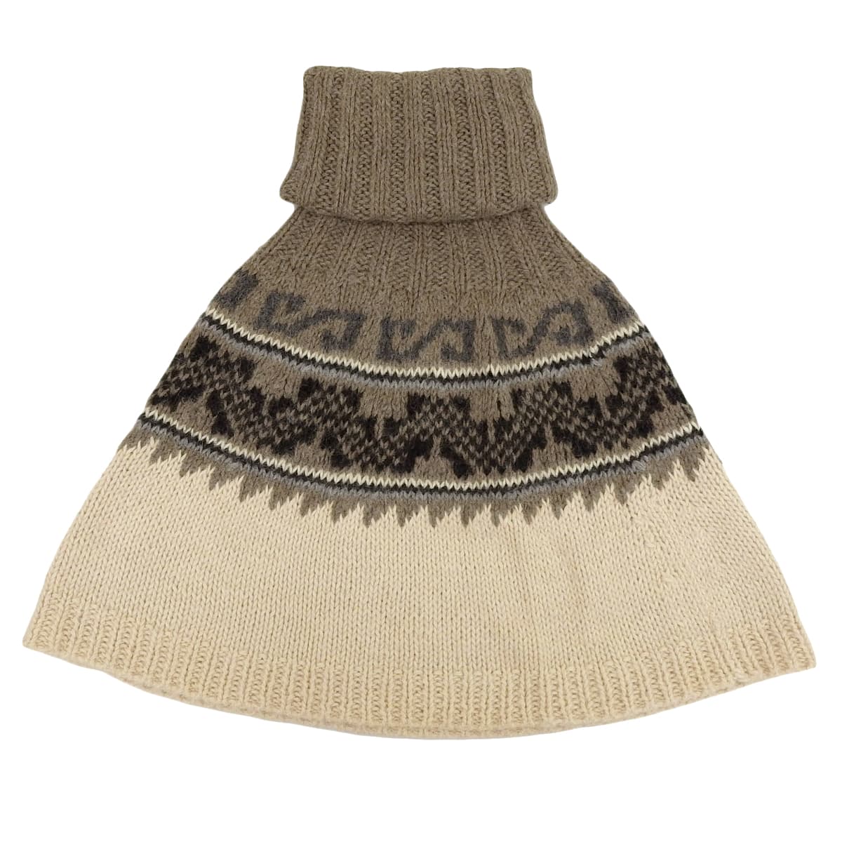 エルメス HERMES ポンチョ ニット エルメスジャポン アルパカ オフホワイト×ベージュ系 レディース 4685