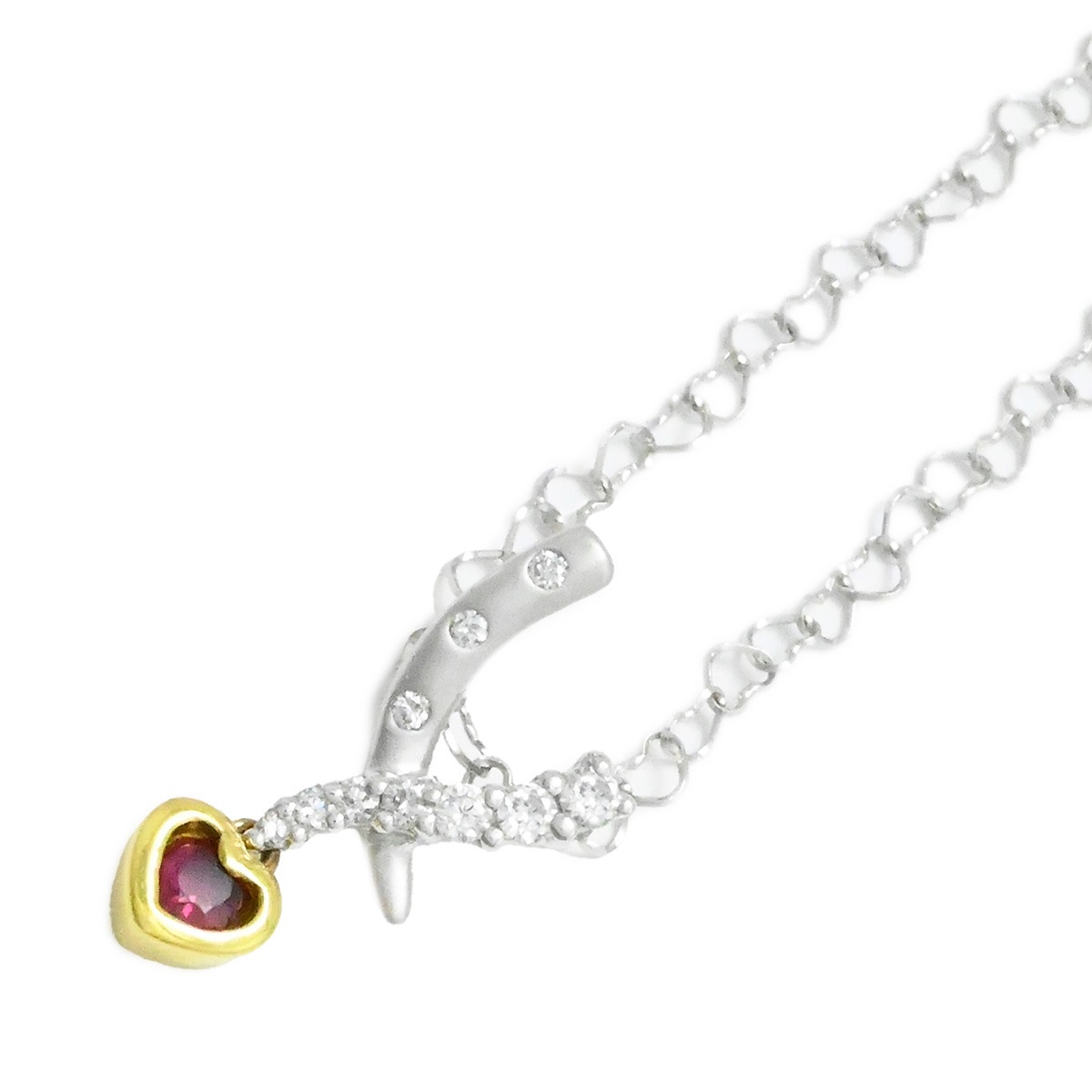 カラッチ KARATI K18WG ホワイトゴールド ハートルビー0.10ct ダイヤ0.10ct ネックレス レディース ペンダント  2126