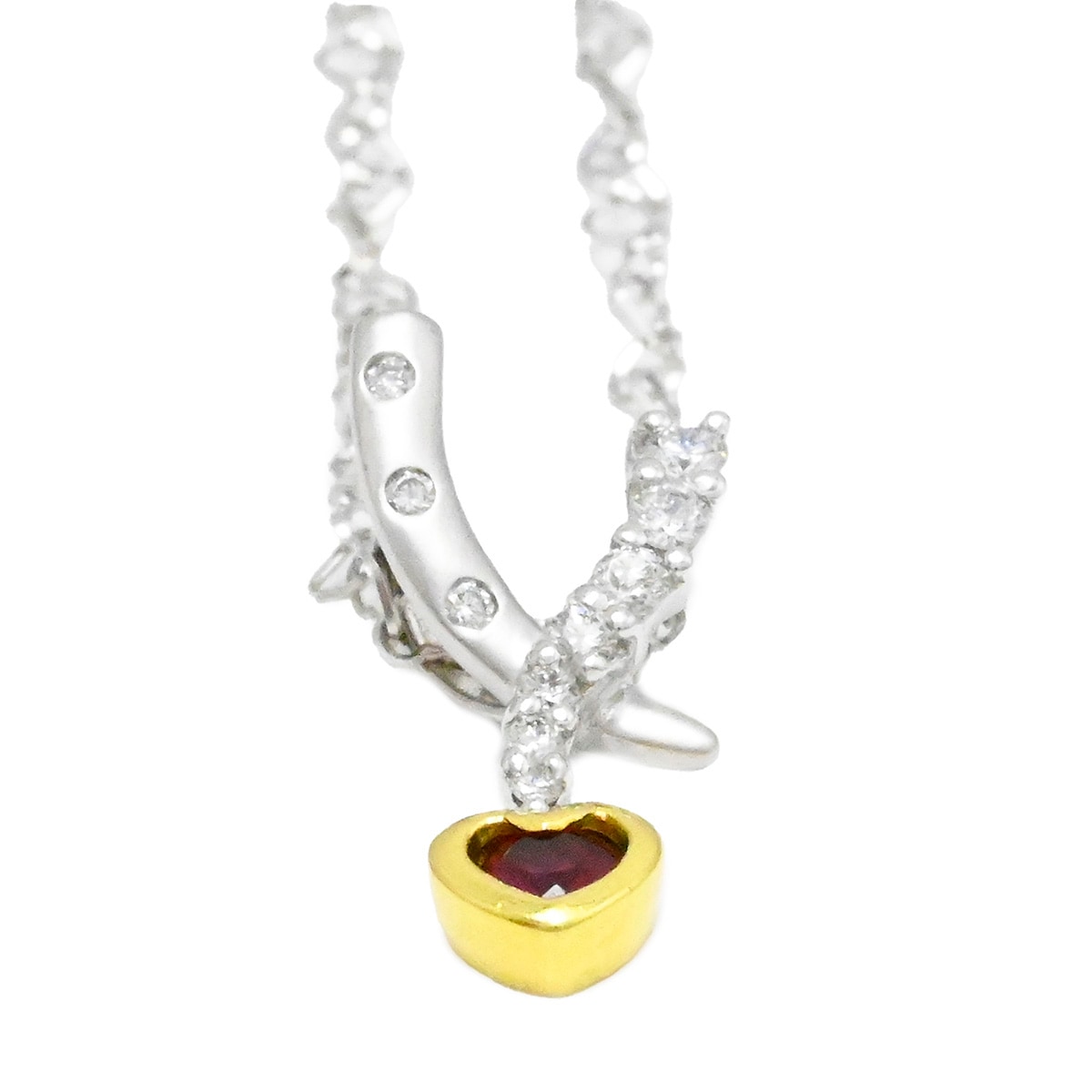カラッチ KARATI K18WG ホワイトゴールド ハートルビー0.10ct ダイヤ0.10ct ネックレス レディース ペンダント  2126