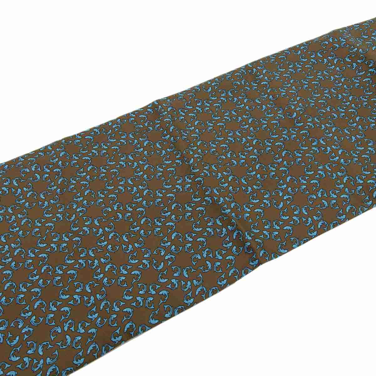 エルメス HERMES マフラー シルク ブラウン×ライトブルー メンズ 8391