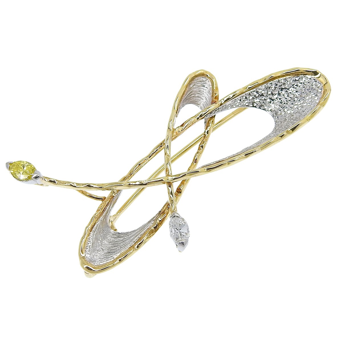 石川暢子 イシカワノブコ K18YG Pｔ900 プラチナ ダイヤモンド 0.39ct ブローチ ペンダントトップ レディース 4204