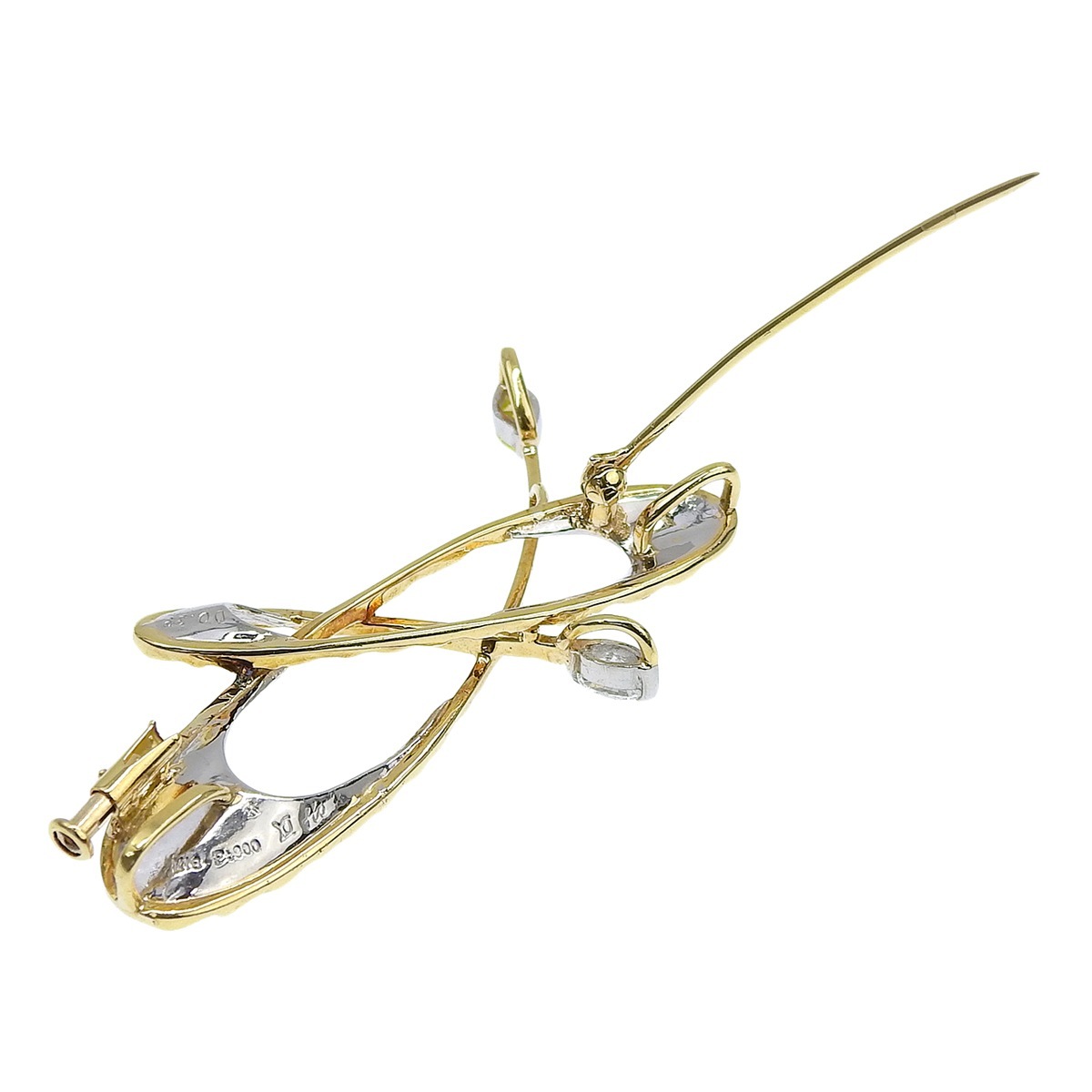 石川暢子 イシカワノブコ K18YG Pｔ900 プラチナ ダイヤモンド 0.39ct ブローチ ペンダントトップ レディース 4204