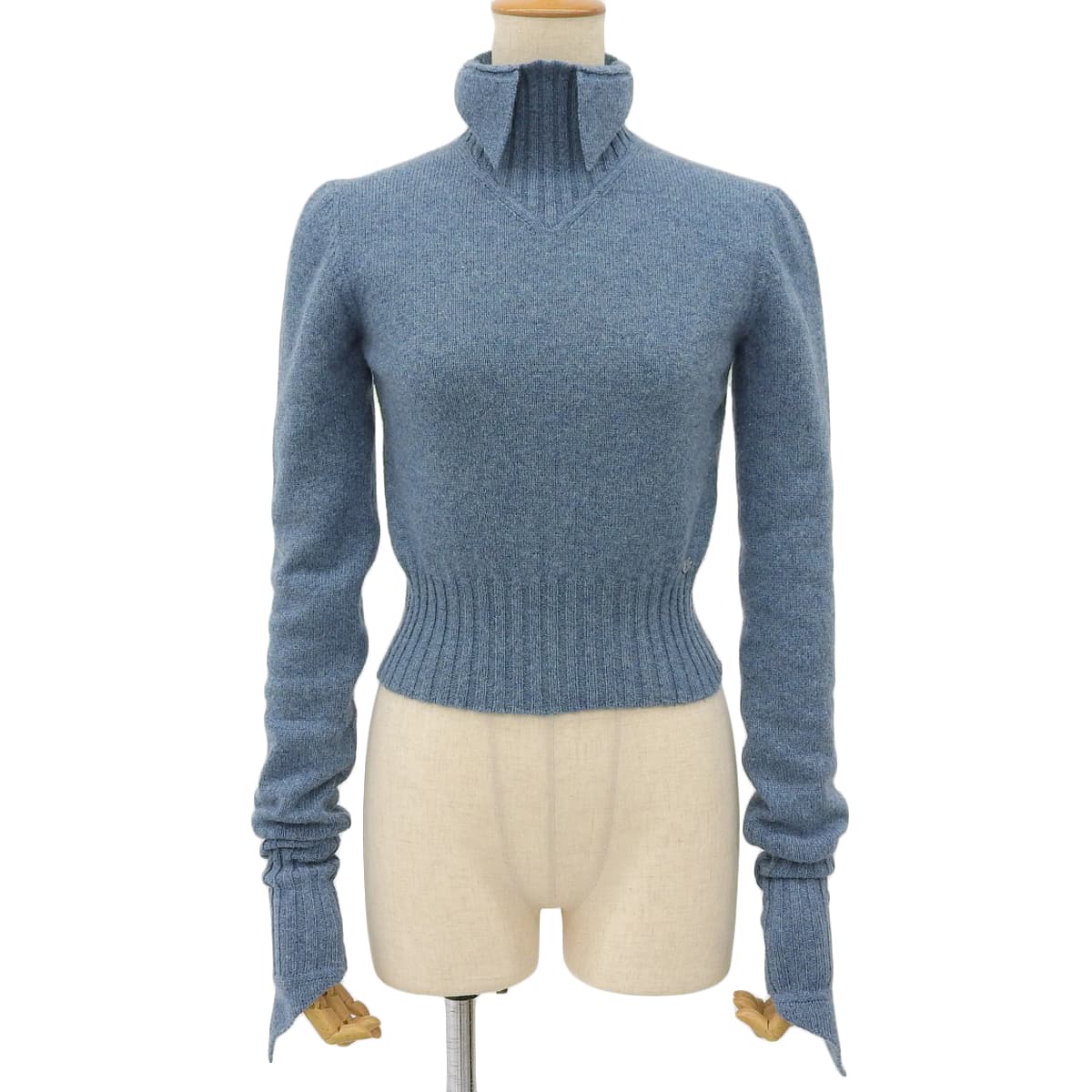 シャネル CHANEL ニット セーター 長袖 トップス カシミヤ ブルー系 サイズ36 レディース 07A ハイネック 4406