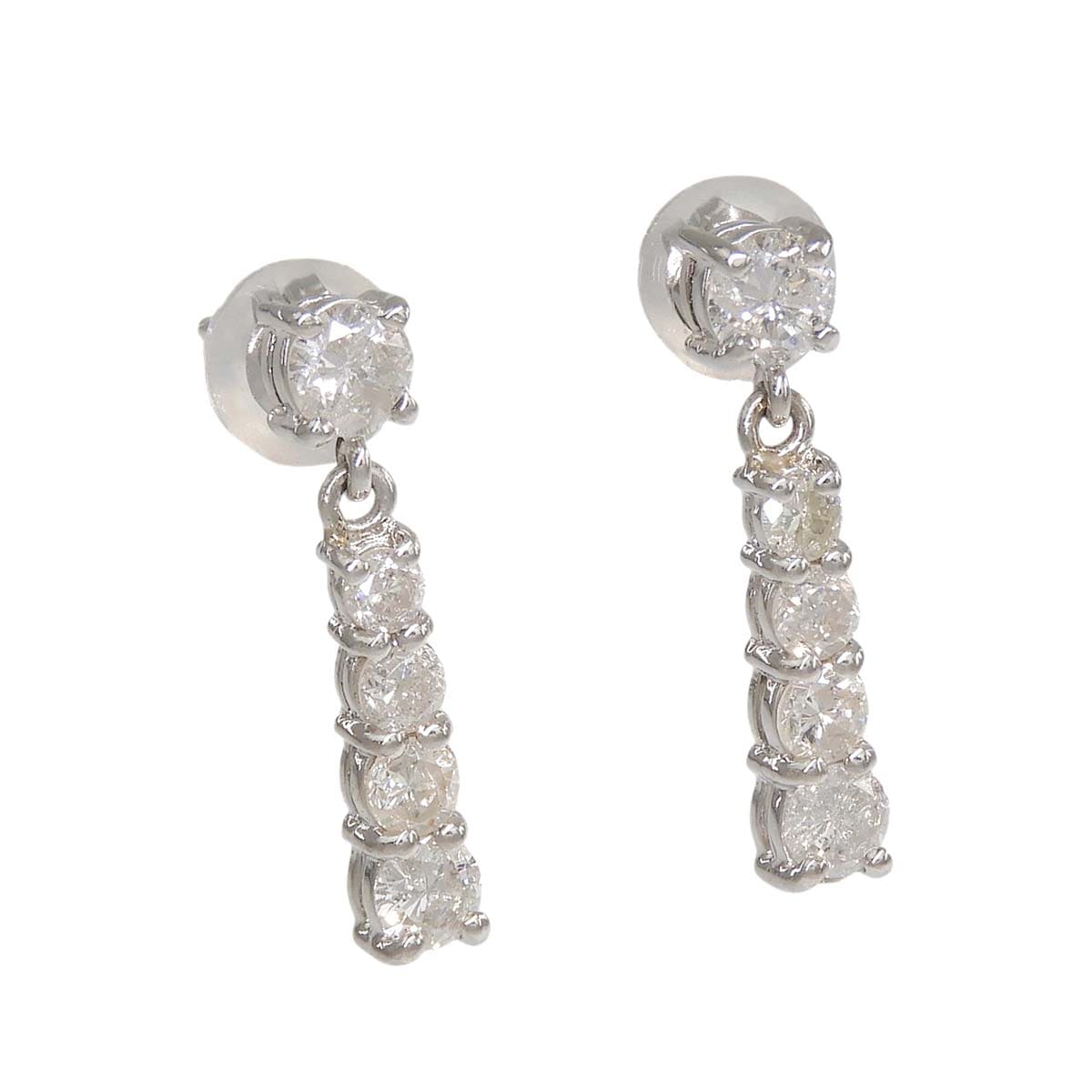 Pt900 プラチナ ダイヤモンド 0.50ct 0.50ct 4連 ピアス レディース 4776
