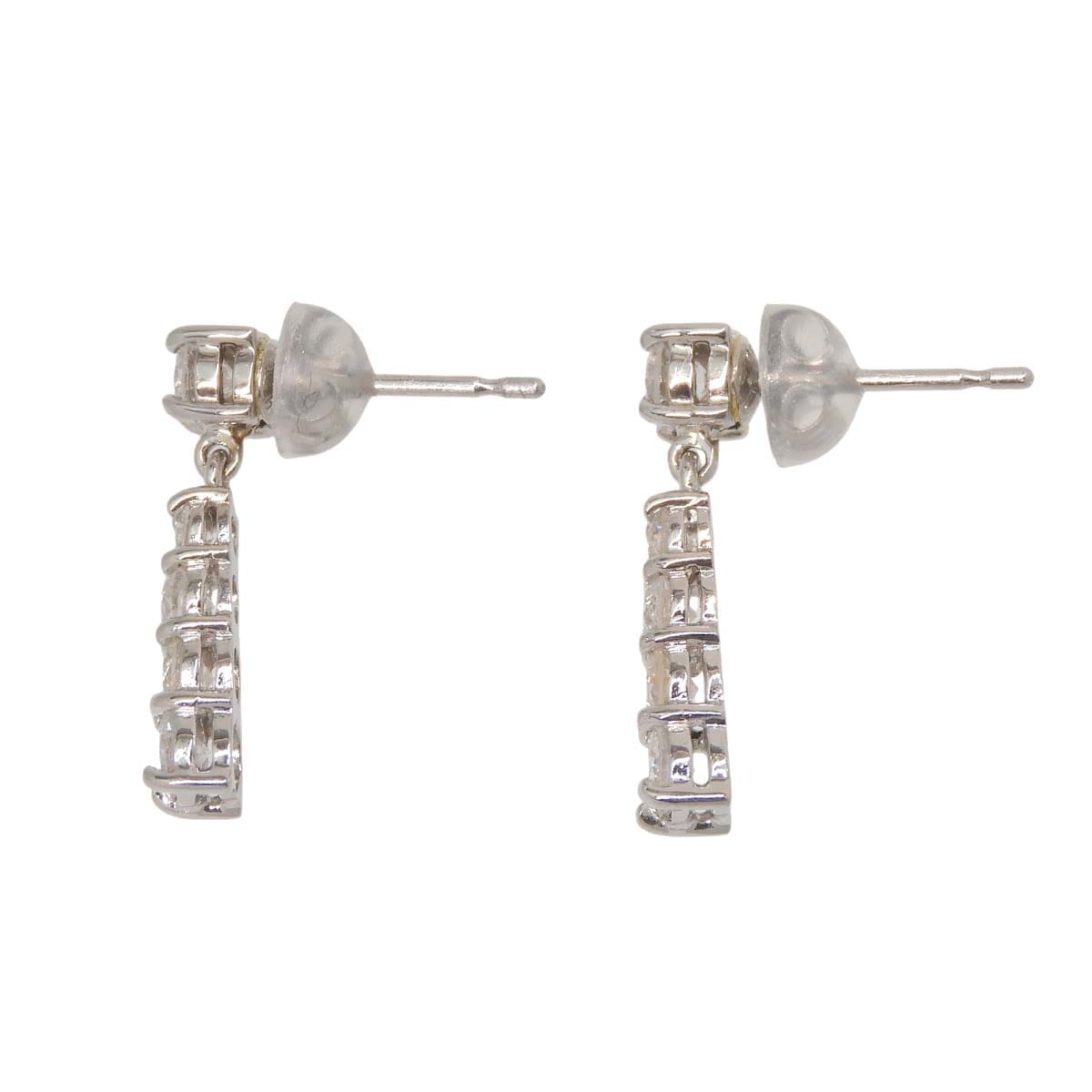 Pt900 プラチナ ダイヤモンド 0.50ct 0.50ct 4連 ピアス レディース 4776