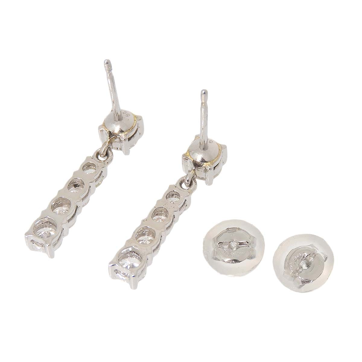 Pt900 プラチナ ダイヤモンド 0.50ct 0.50ct 4連 ピアス レディース 4776