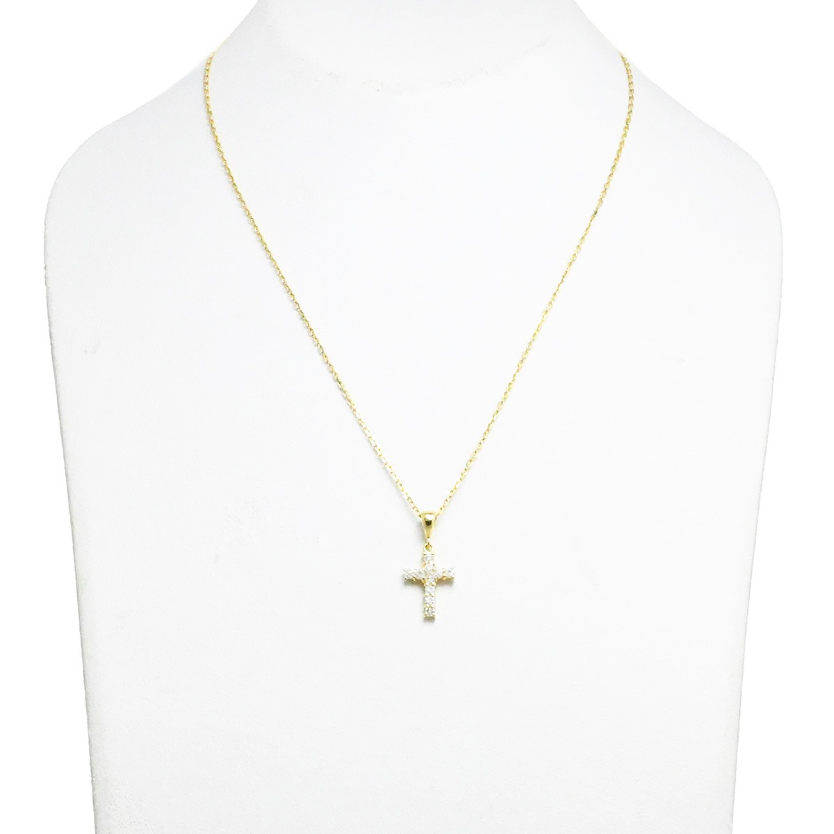 ミキモト MIKIMOTO K18YG イエローゴールド ダイヤ0.25ct クロスネックレス レディース ペンダント  2127