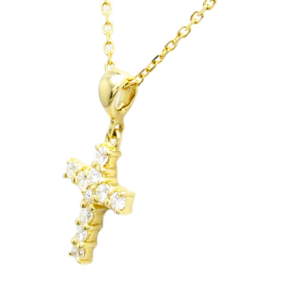 ミキモト MIKIMOTO K18YG イエローゴールド ダイヤ0.25ct クロスネックレス レディース ペンダント  2127