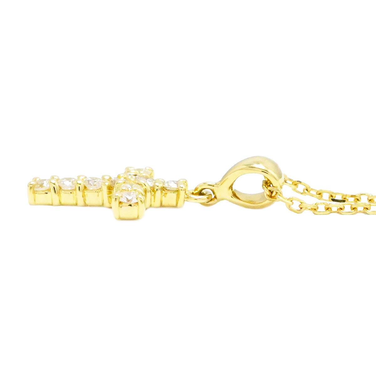 ミキモト MIKIMOTO K18YG イエローゴールド ダイヤ0.25ct クロスネックレス レディース ペンダント  2127