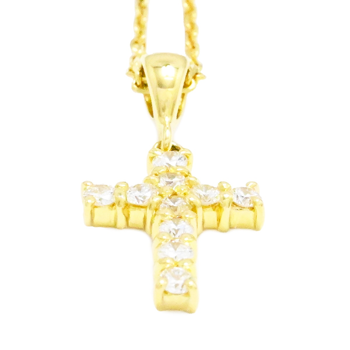 ミキモト MIKIMOTO K18YG イエローゴールド ダイヤ0.25ct クロスネックレス レディース ペンダント  2127
