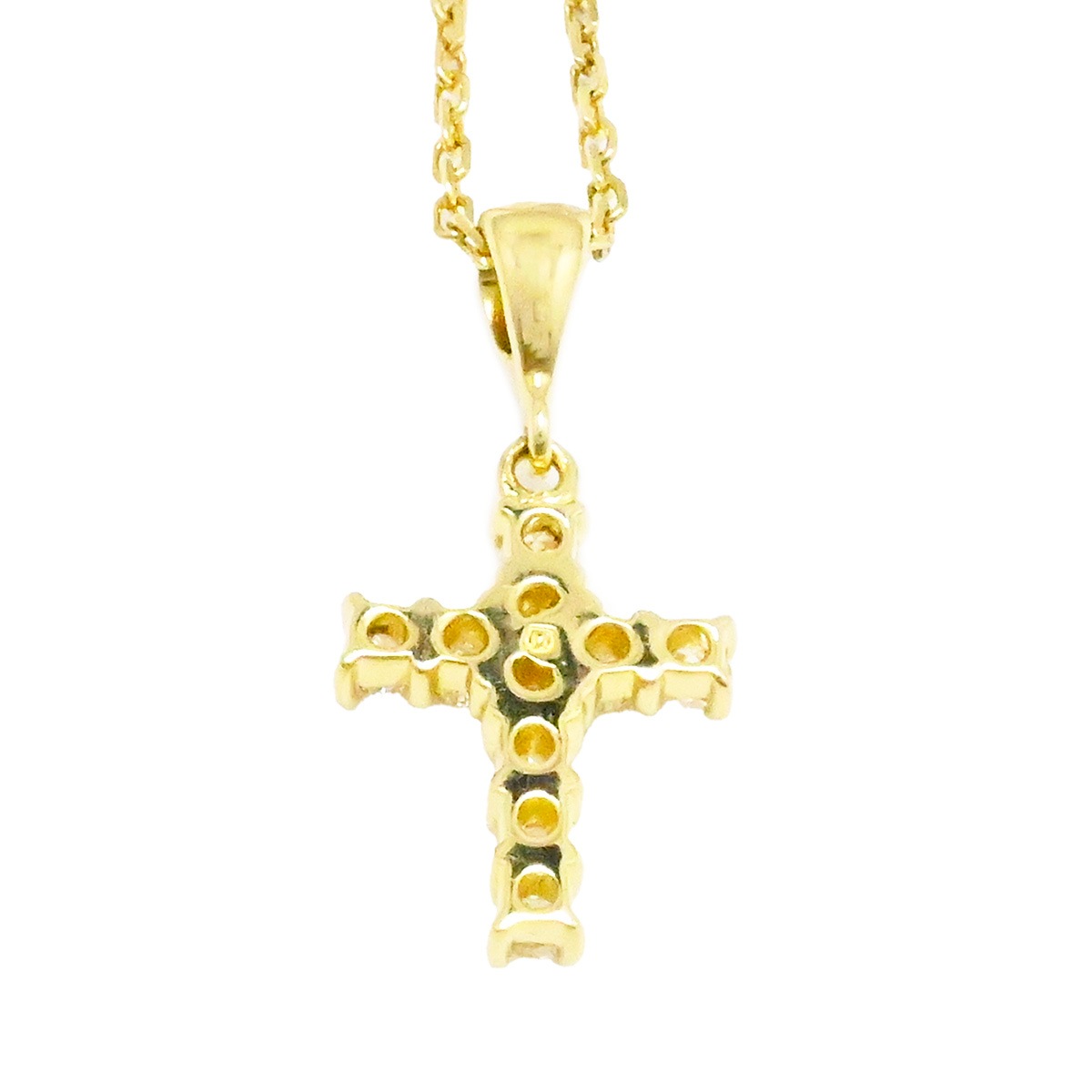ミキモト MIKIMOTO K18YG イエローゴールド ダイヤ0.25ct クロスネックレス レディース ペンダント  2127