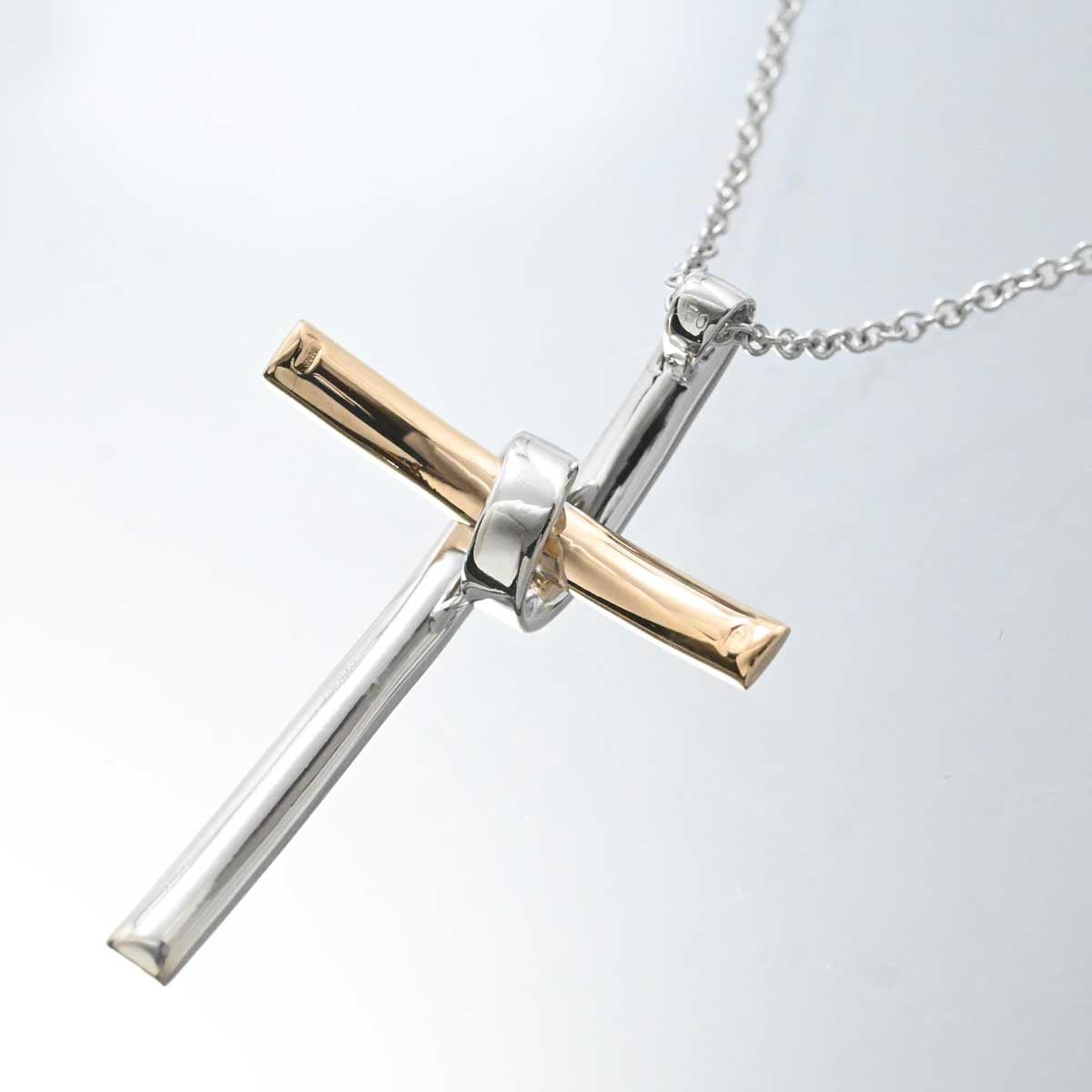 ルカ カラーティ K18PG WG ピンクゴールド ホワイトゴールド ダイヤ クロスネックレス 3207