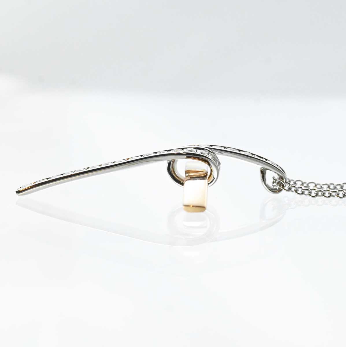 ルカ カラーティ K18PG WG ピンクゴールド ホワイトゴールド ダイヤ クロスネックレス 3207