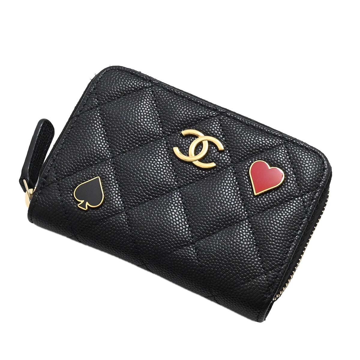 シャネル CHANEL キャビアスキン ハート スペード トランプモチーフ コインケース マトラッセ ココマーク レディース  3539