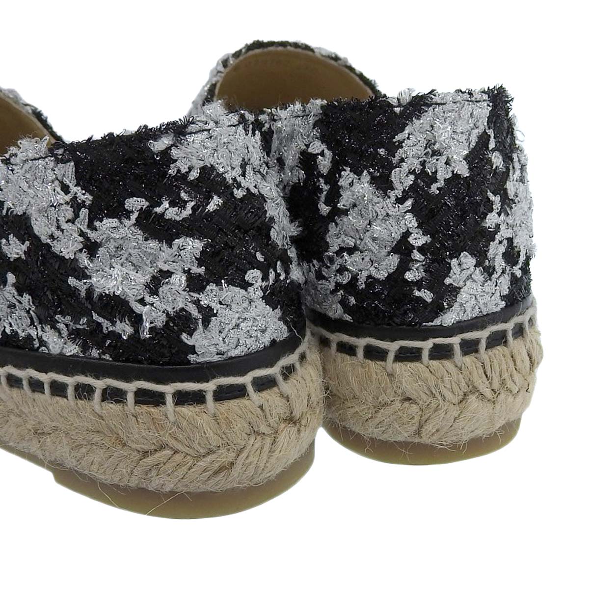 シャネル CHANEL ココマーク エスパドリーユ ESPADRILLES ラメツイード ブラック×シルバー 37 レディース 4563