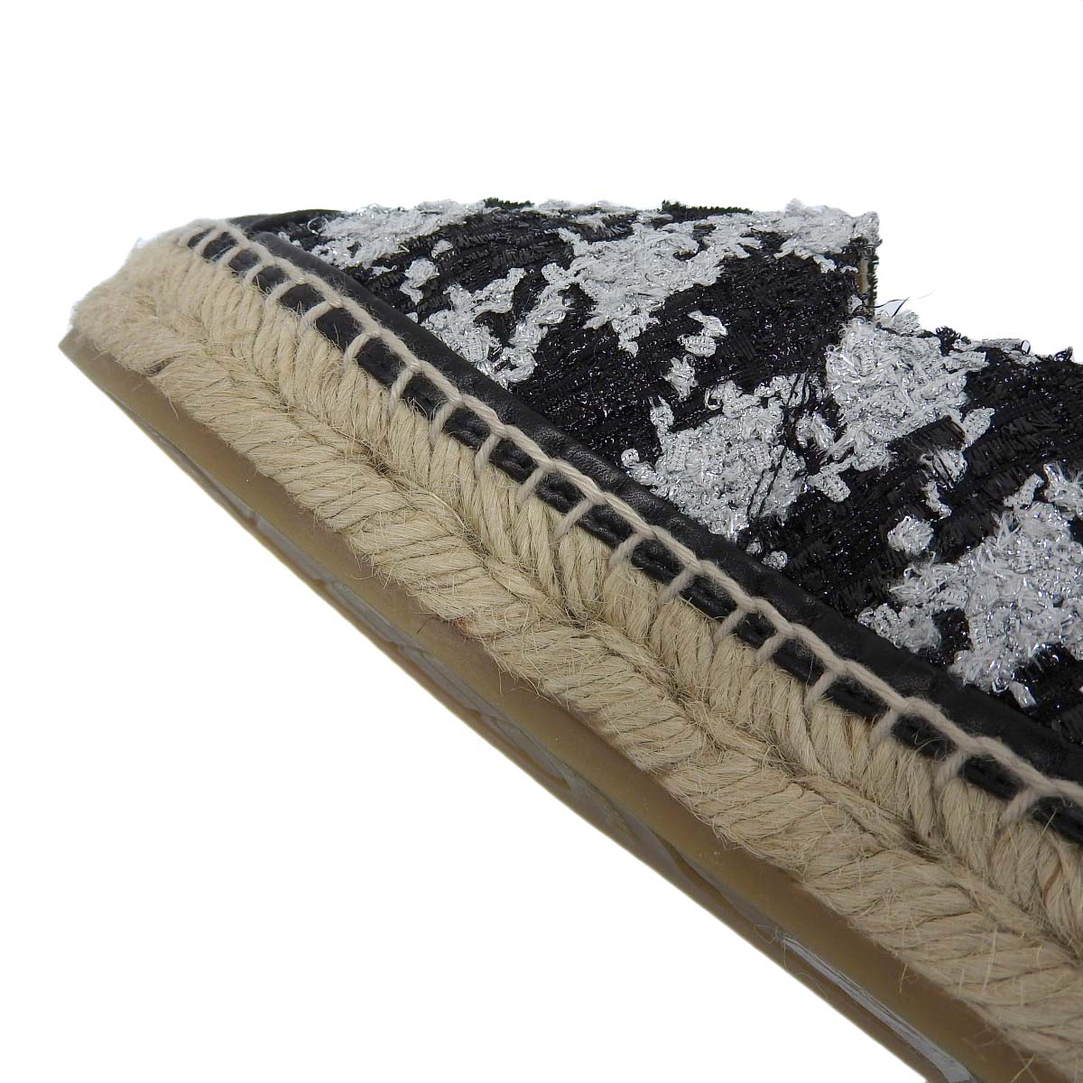 シャネル CHANEL ココマーク エスパドリーユ ESPADRILLES ラメツイード ブラック×シルバー 37 レディース 4563