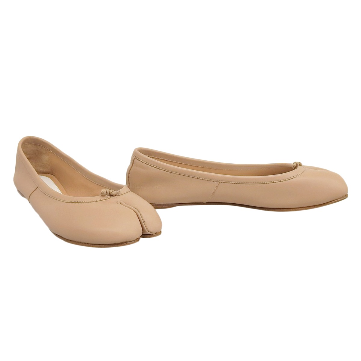 マルタンマルジェラ Maison Martin Margiela フラットシューズ 足袋 バレエシューズ レザー ベージュ 40 レディース 4687