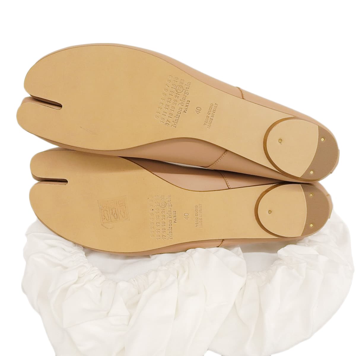 マルタンマルジェラ Maison Martin Margiela フラットシューズ 足袋 バレエシューズ レザー ベージュ 40 レディース 4687
