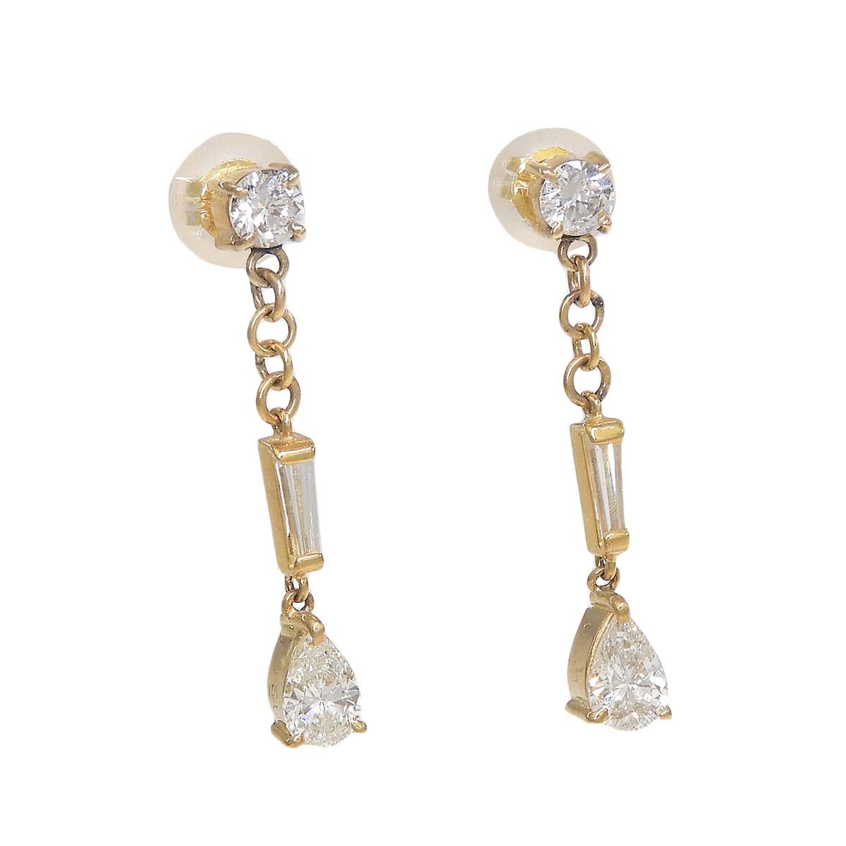 K18 ダイヤモンド 0.50ct 0.50ct 雫 揺れ ピアス レディース 4777