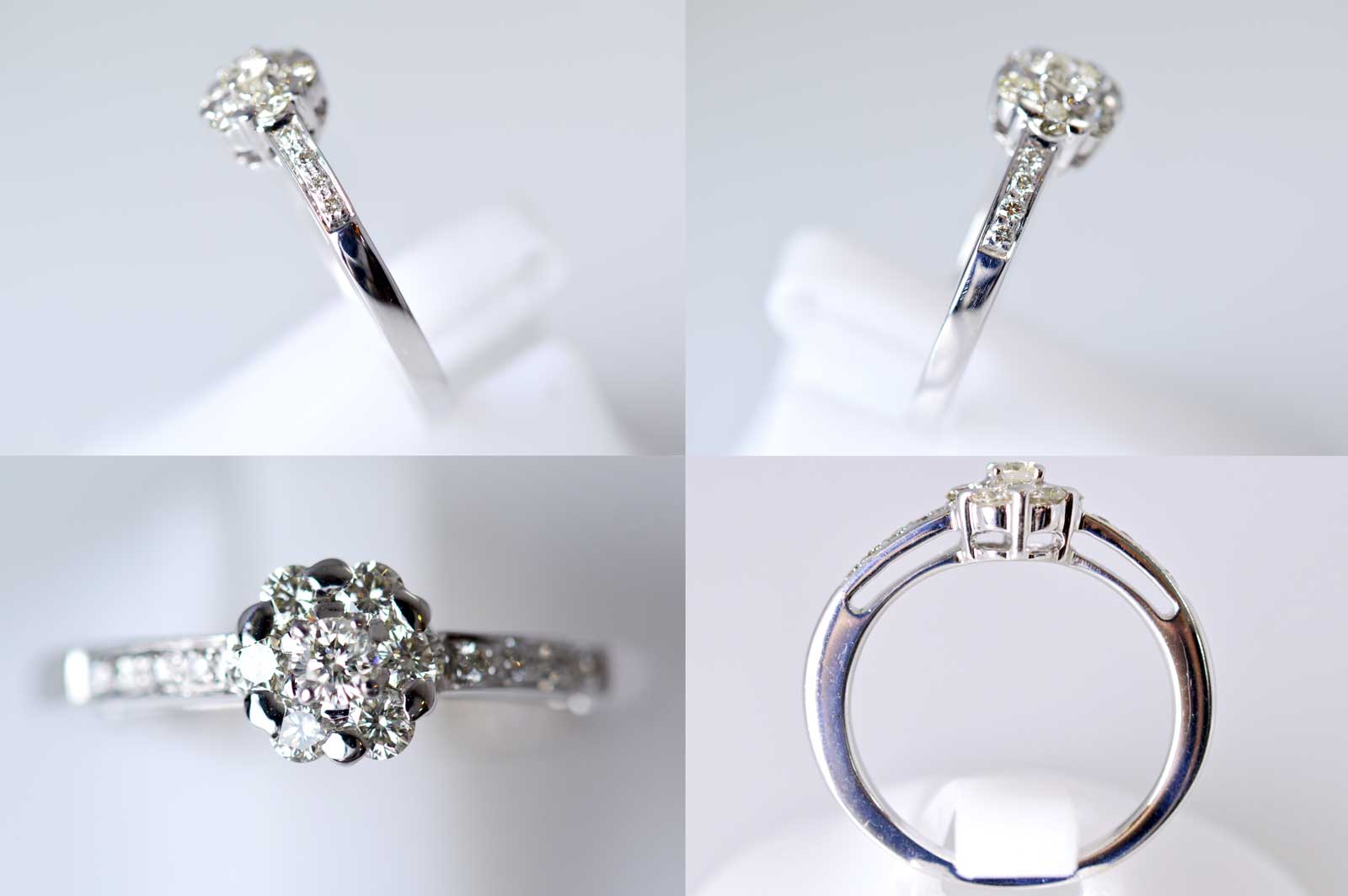 ジュエリー ノンブランド K18WG ホワイトゴールド ダイヤ 0.55ct リング フラワーモチーフ 14号 ノンブランドジュエリー 6217