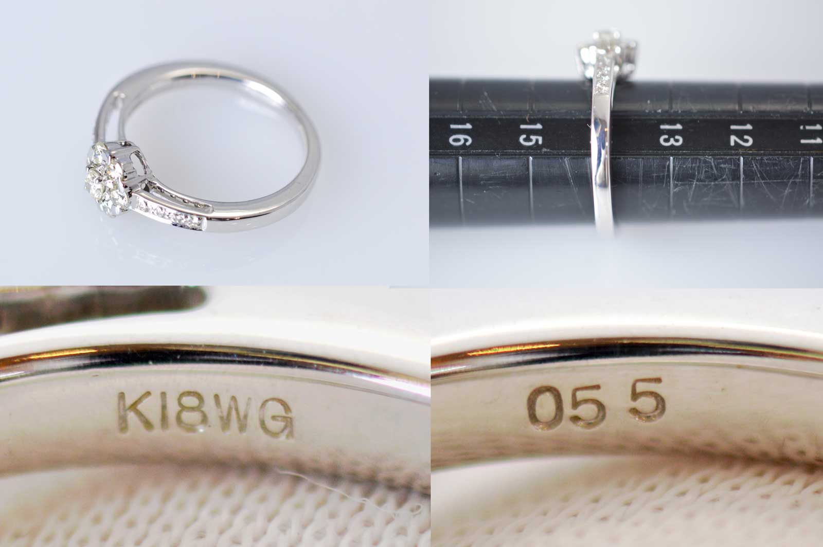 ジュエリー ノンブランド K18WG ホワイトゴールド ダイヤ 0.55ct リング フラワーモチーフ 14号 ノンブランドジュエリー 6217