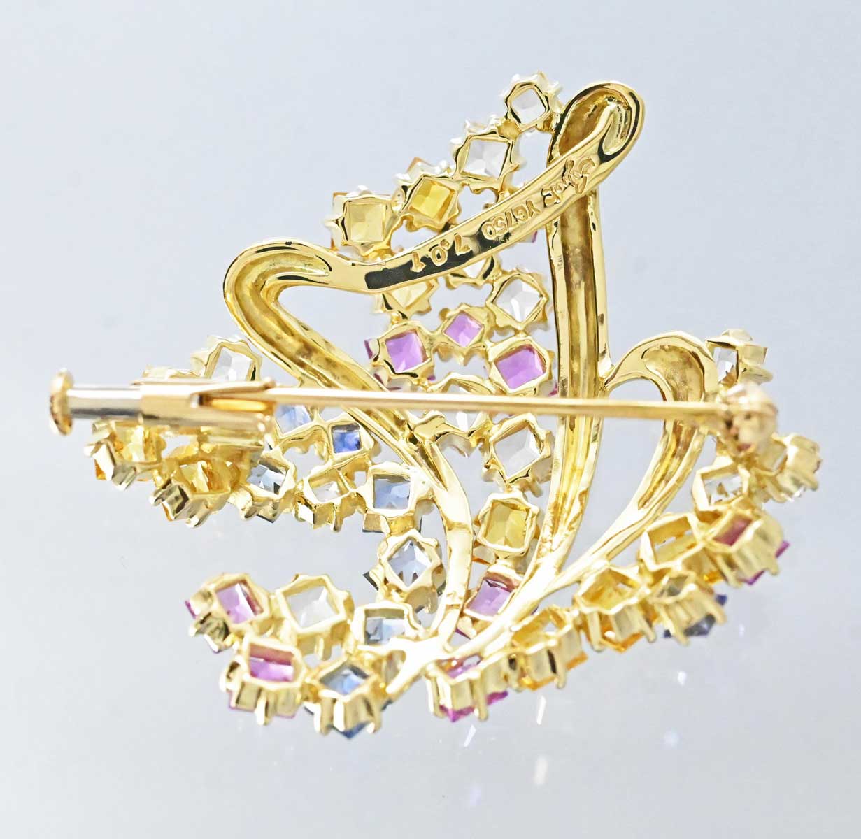 ジュネ Jeunet K18YG イエローゴールド サファイア7.01ct ブローチ 3208