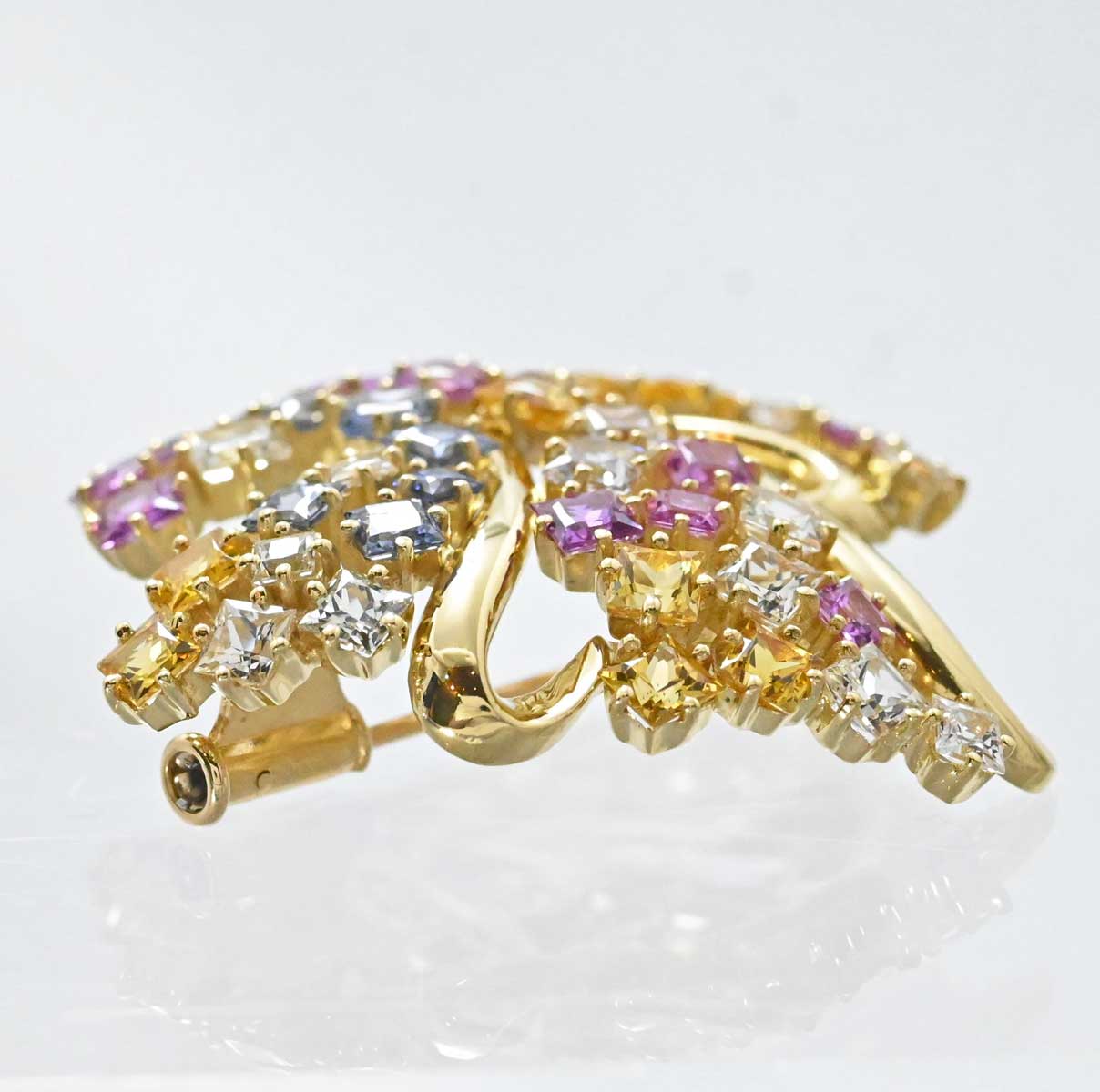 ジュネ Jeunet K18YG イエローゴールド サファイア7.01ct ブローチ 3208