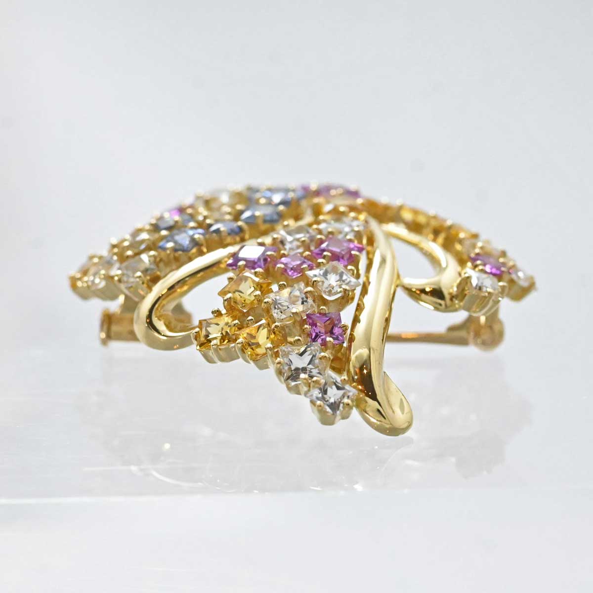 ジュネ Jeunet K18YG イエローゴールド サファイア7.01ct ブローチ 3208