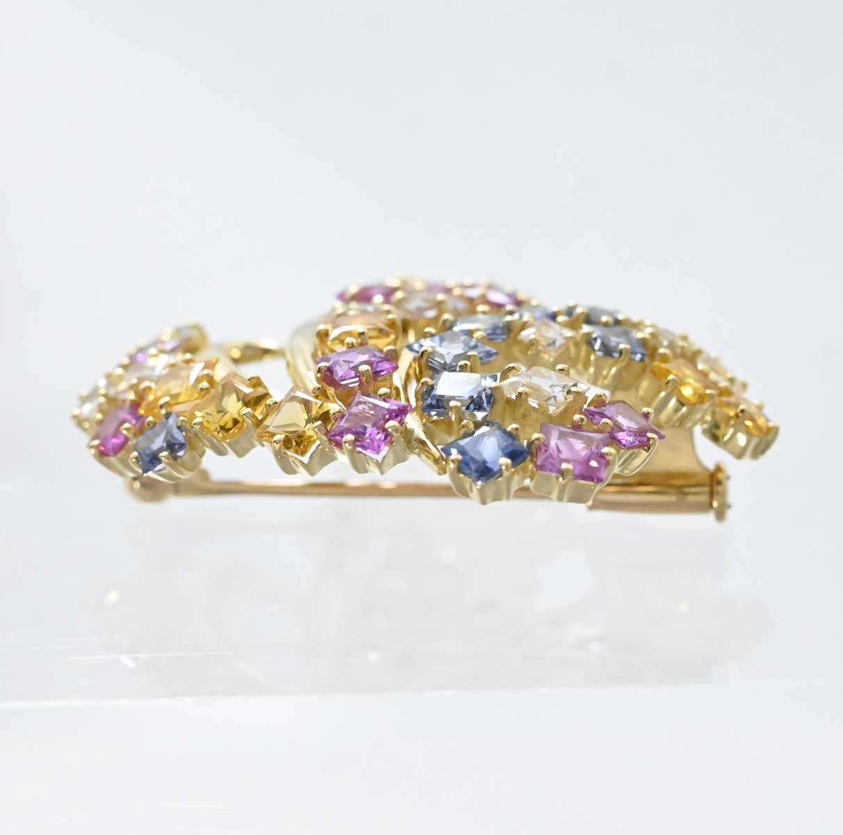 ジュネ Jeunet K18YG イエローゴールド サファイア7.01ct ブローチ 3208