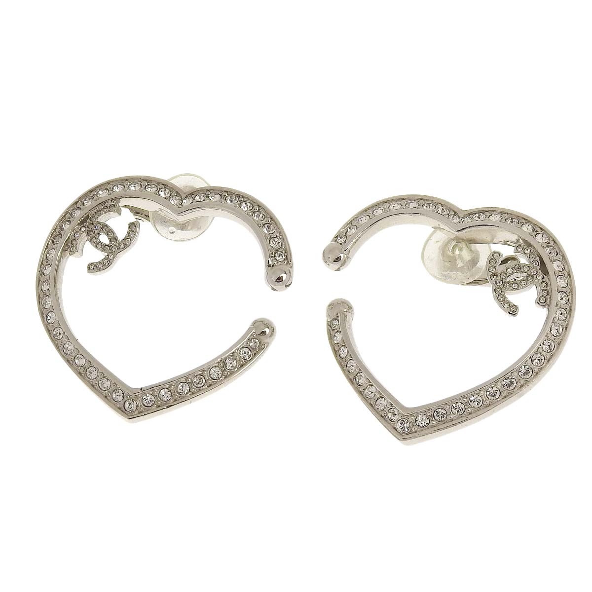 シャネル CHANEL ココマーク ハートモチーフ  イヤリング メッキ シルバー レディース 4564
