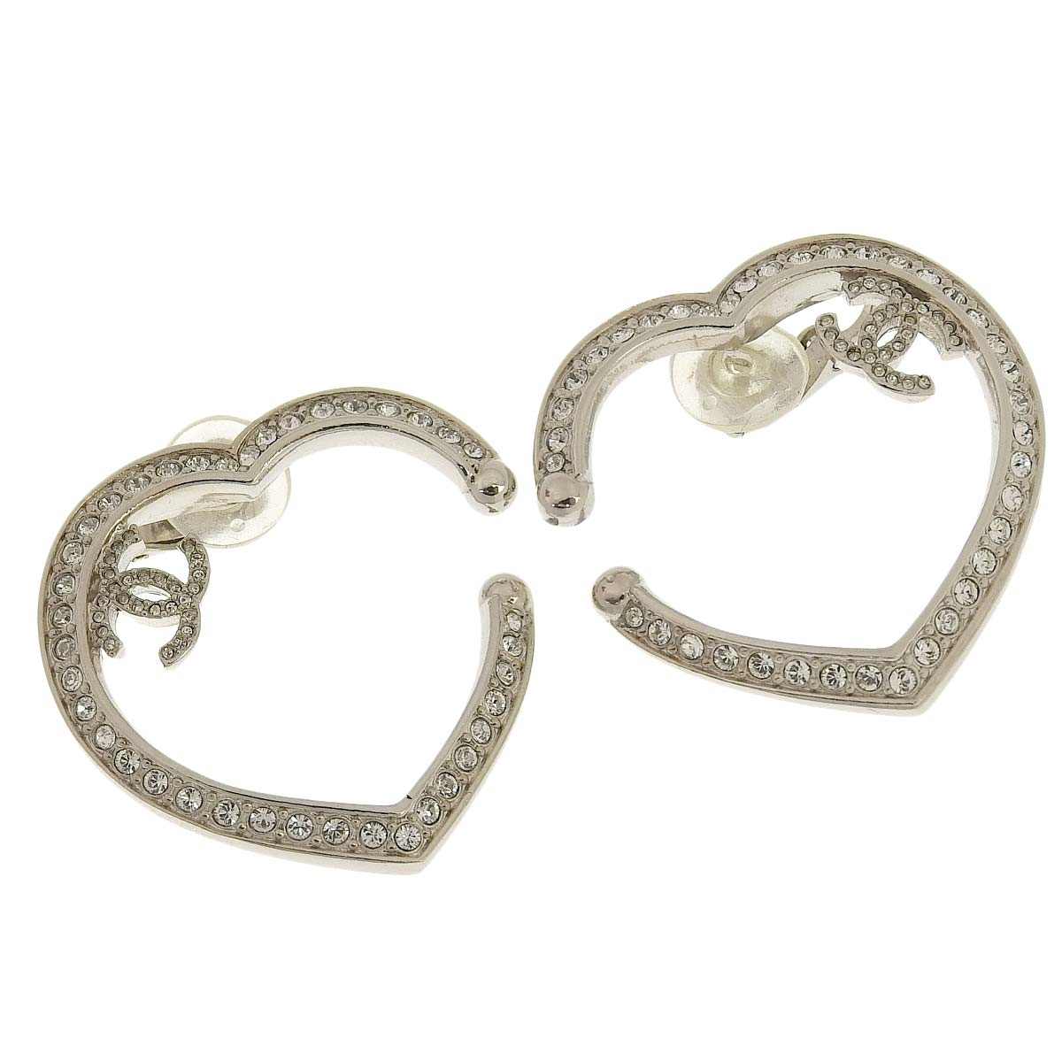 シャネル CHANEL ココマーク ハートモチーフ  イヤリング メッキ シルバー レディース 4564