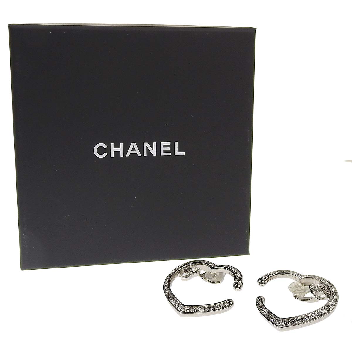 シャネル CHANEL ココマーク ハートモチーフ  イヤリング メッキ シルバー レディース 4564