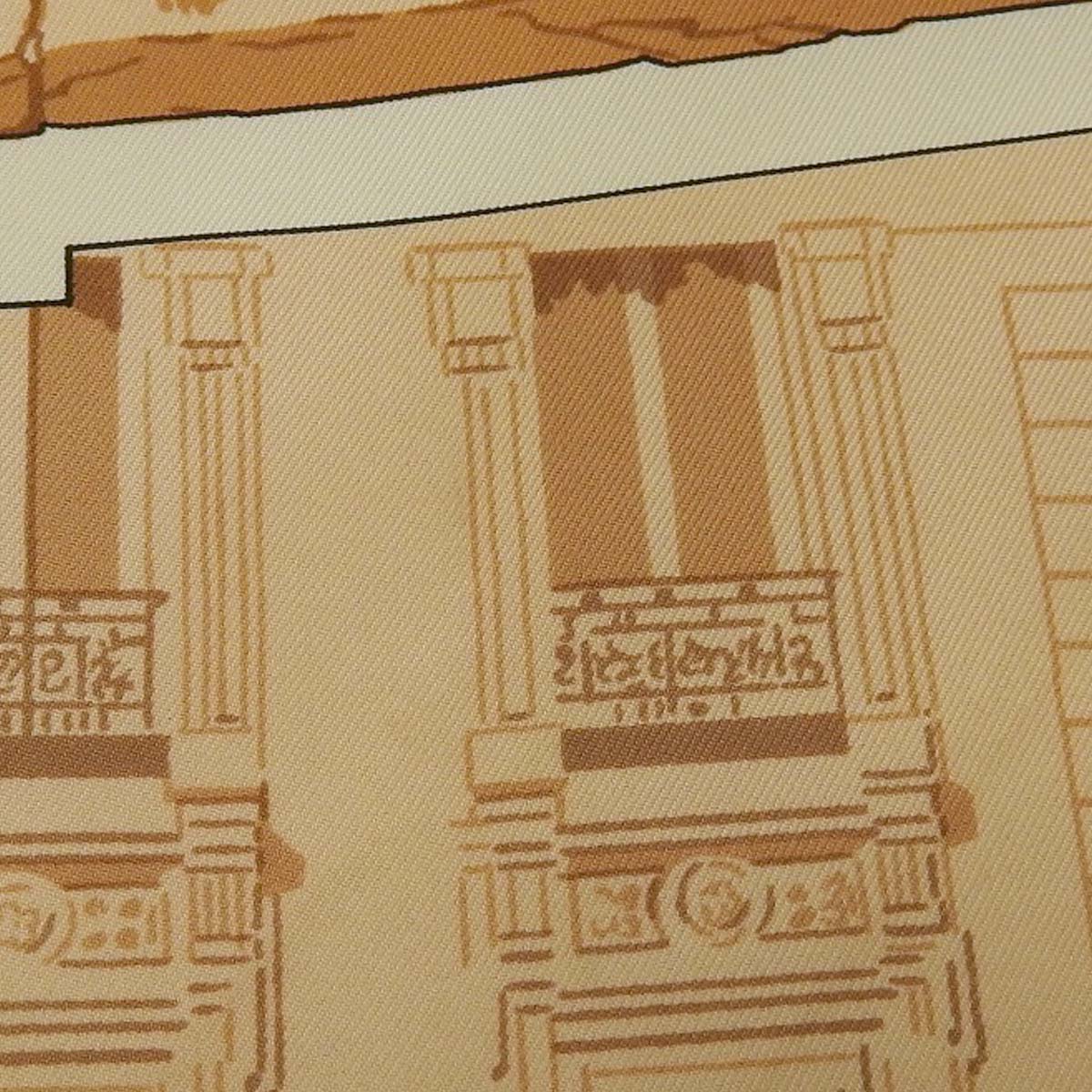 エルメス HERMES カレ90 LA FONTAINE DE BARTHOLDI バルトルディの泉 スカーフ シルク ベージュ×ブラウン レディース 4622