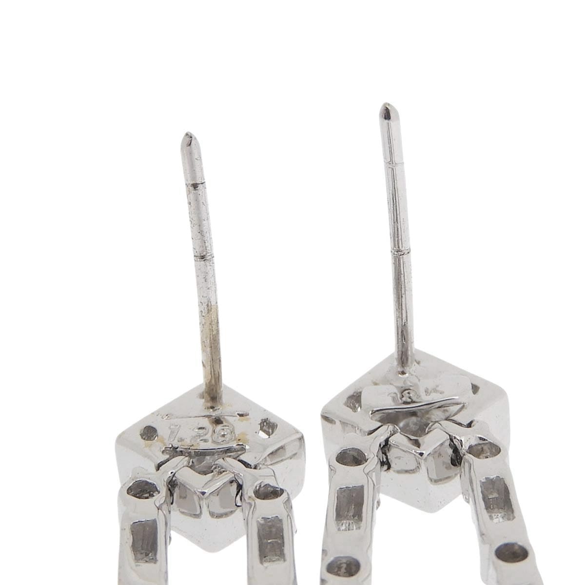 K18WG ホワイトゴールド ダイヤモンド 1.28ct 1.28ct 2連チェーン 揺れ ピアス レディース 4778