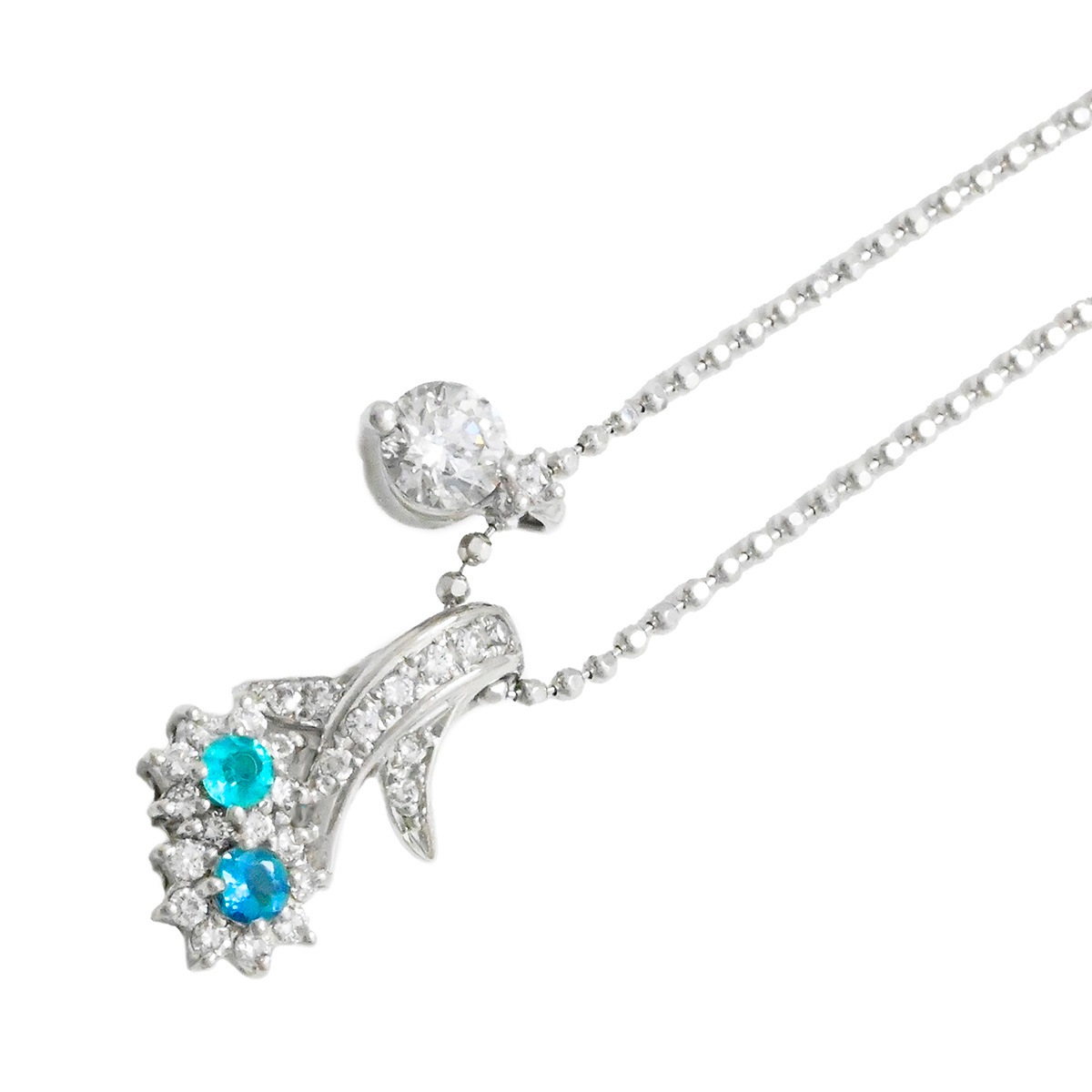 タサキ TASAKI タサキ PT900/800 ダイヤ0.20ct 0.31ct トルマリン ネックレス レディース  2129