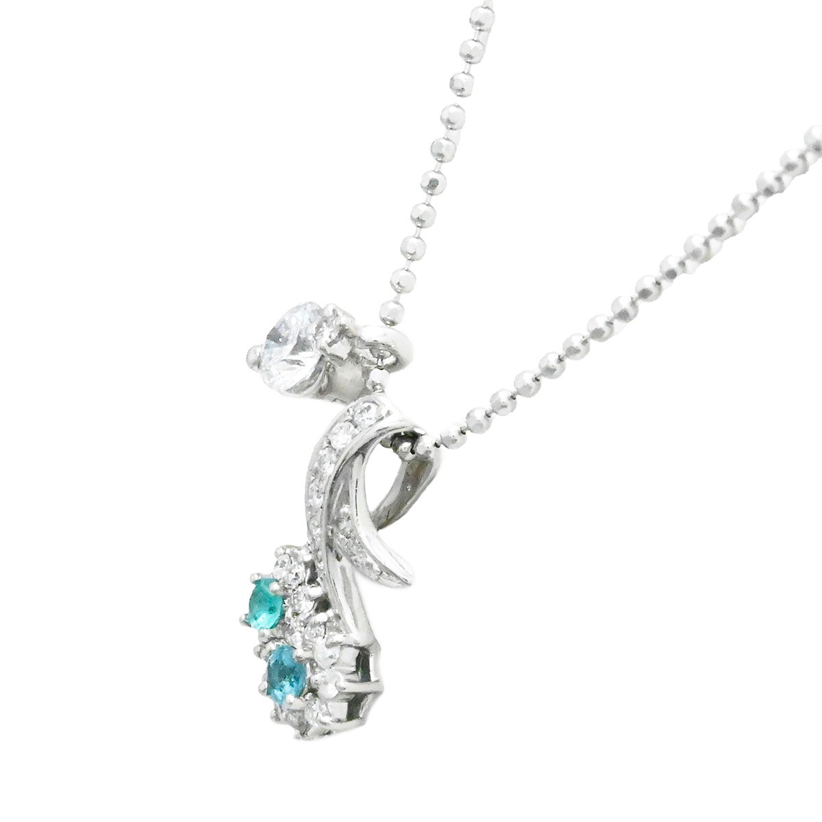 タサキ TASAKI タサキ PT900/800 ダイヤ0.20ct 0.31ct トルマリン ネックレス レディース  2129