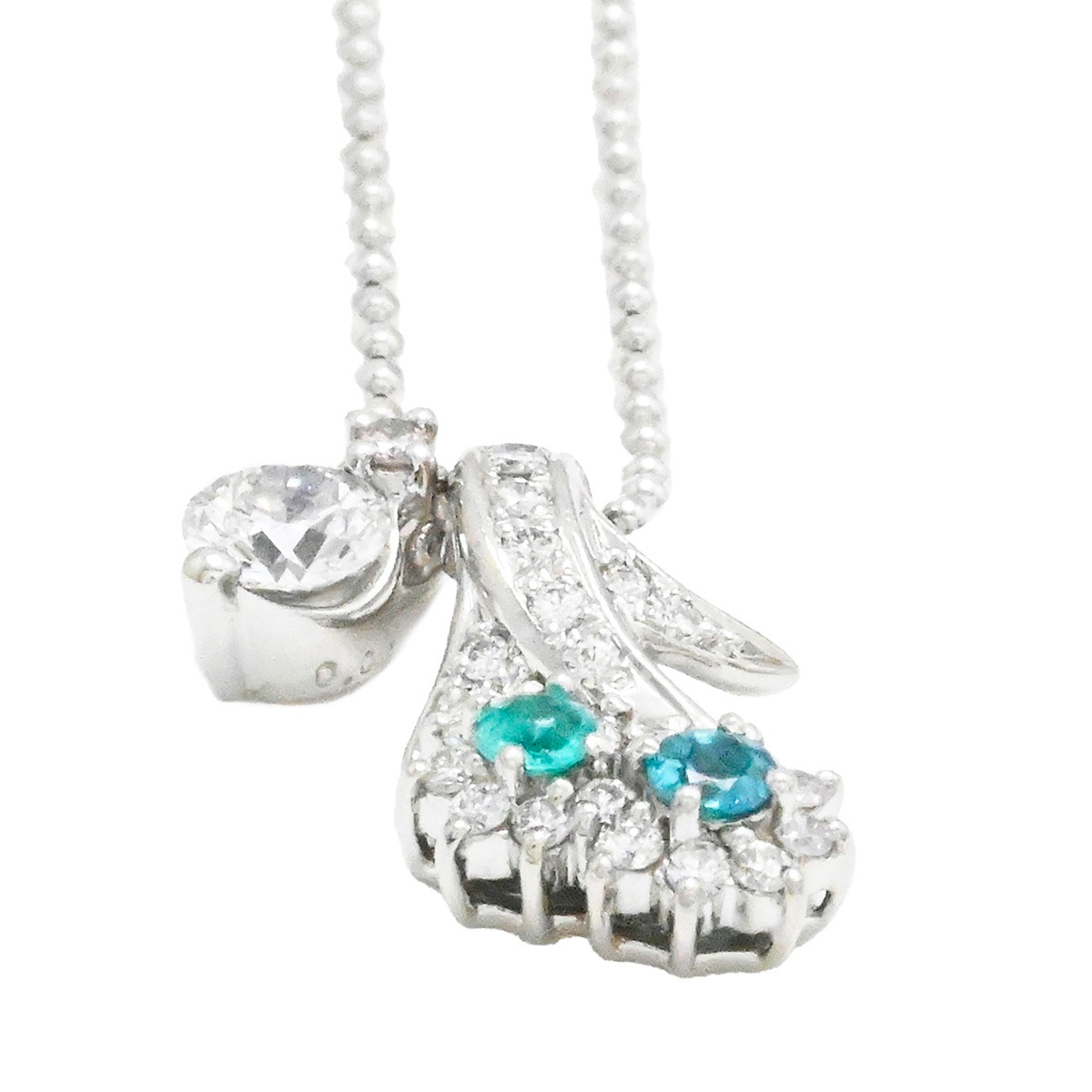 タサキ TASAKI タサキ PT900/800 ダイヤ0.20ct 0.31ct トルマリン ネックレス レディース  2129