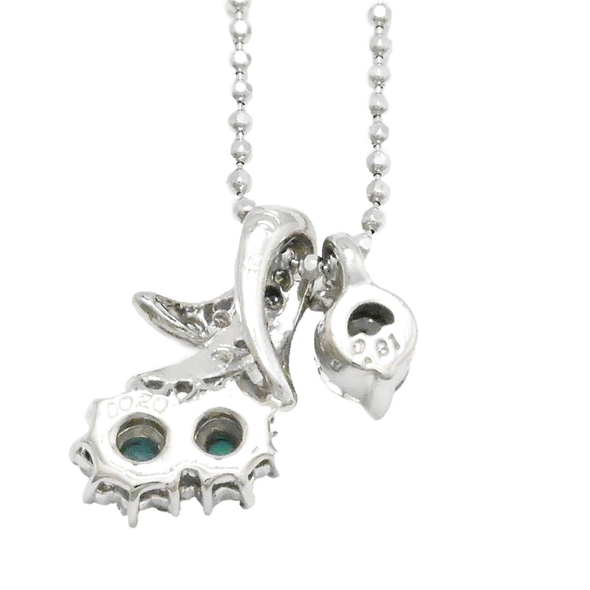 タサキ TASAKI タサキ PT900/800 ダイヤ0.20ct 0.31ct トルマリン ネックレス レディース  2129