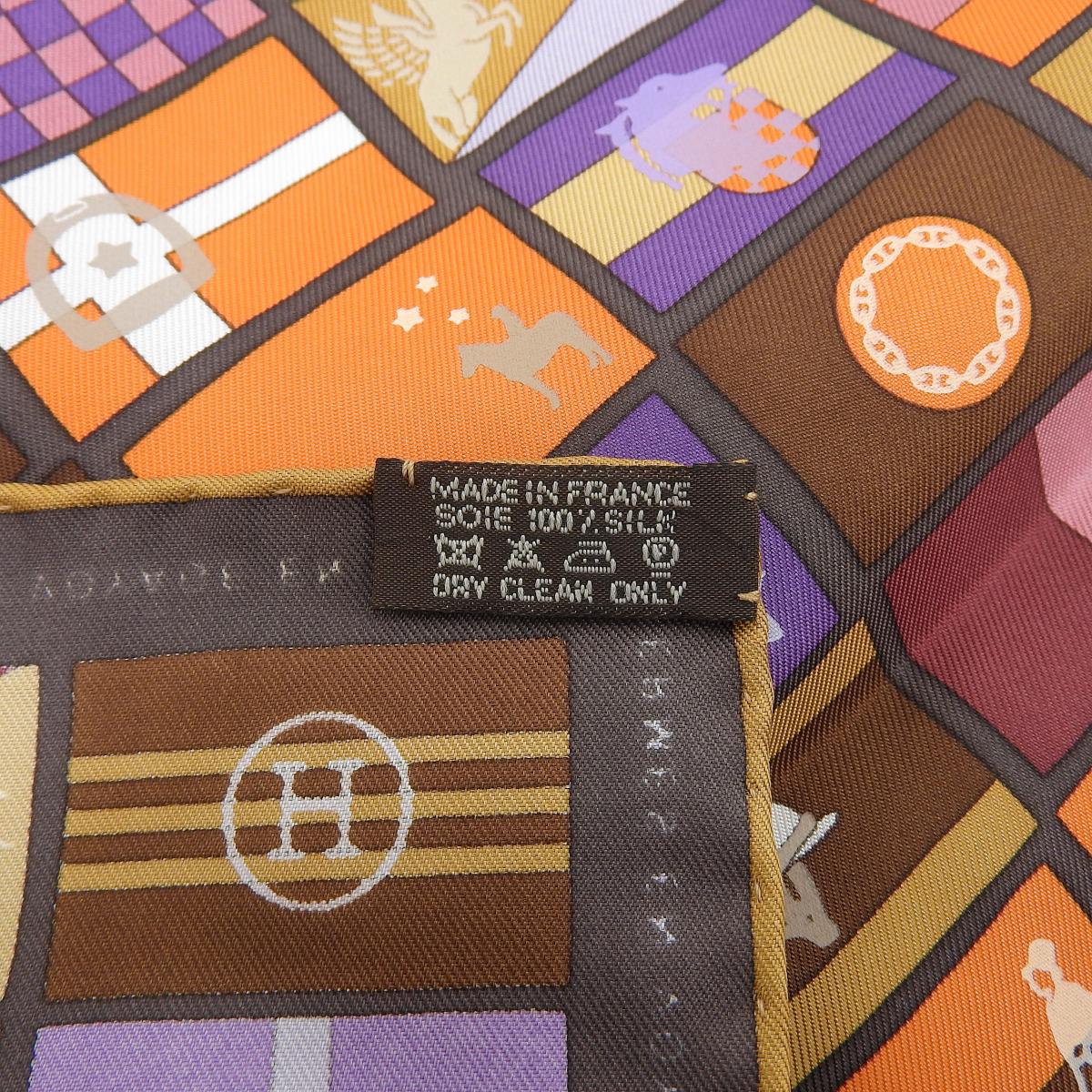 エルメス HERMES カレ90 HERMES EN VOYAGE ヴォヤージュ スカーフ シルク100% ブラウン×マルチカラー レディース 4246
