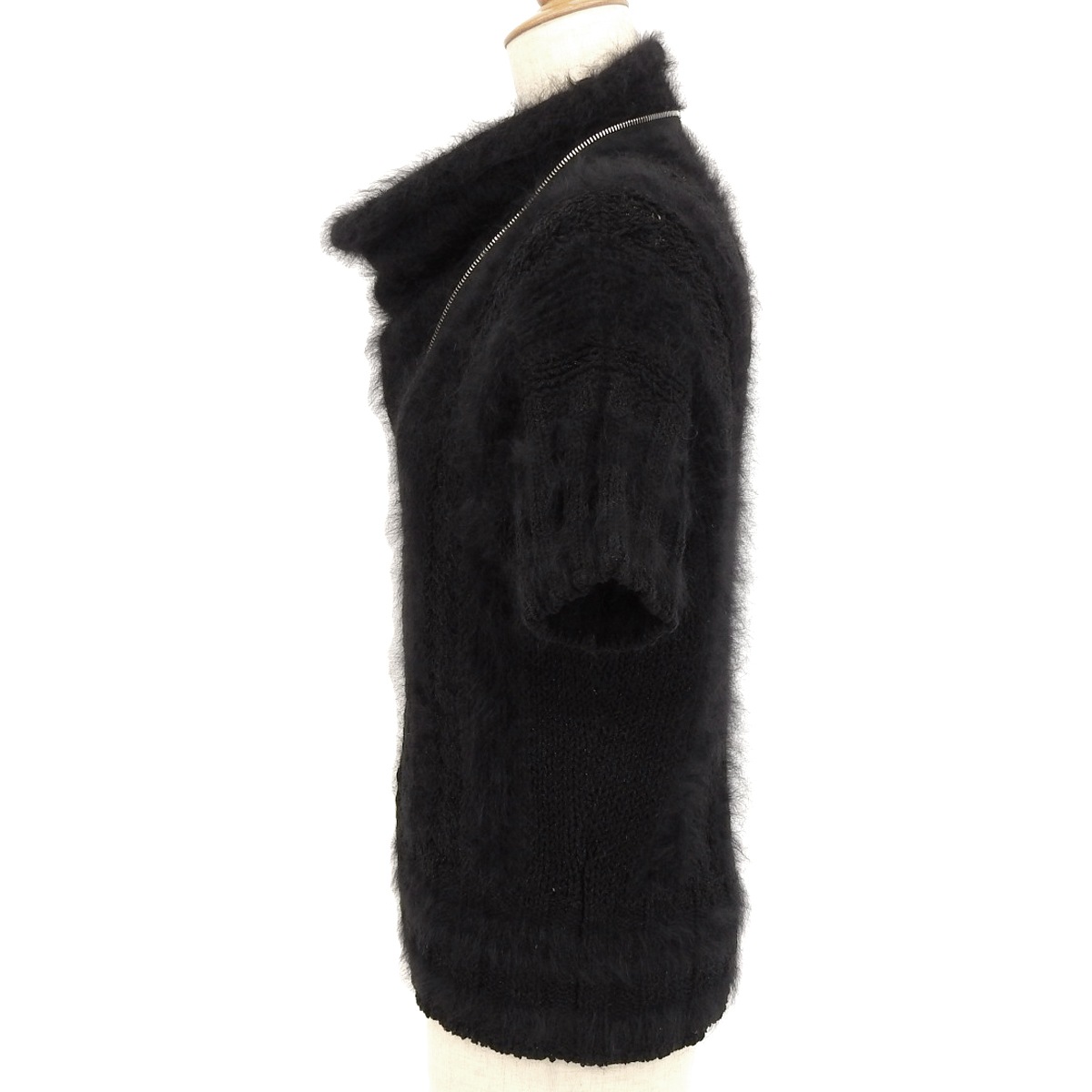 シャネル CHANEL 半袖 ココマーク ジップアップ ラメ ニット アンゴラ ブラック 38 レディース 08A 4689