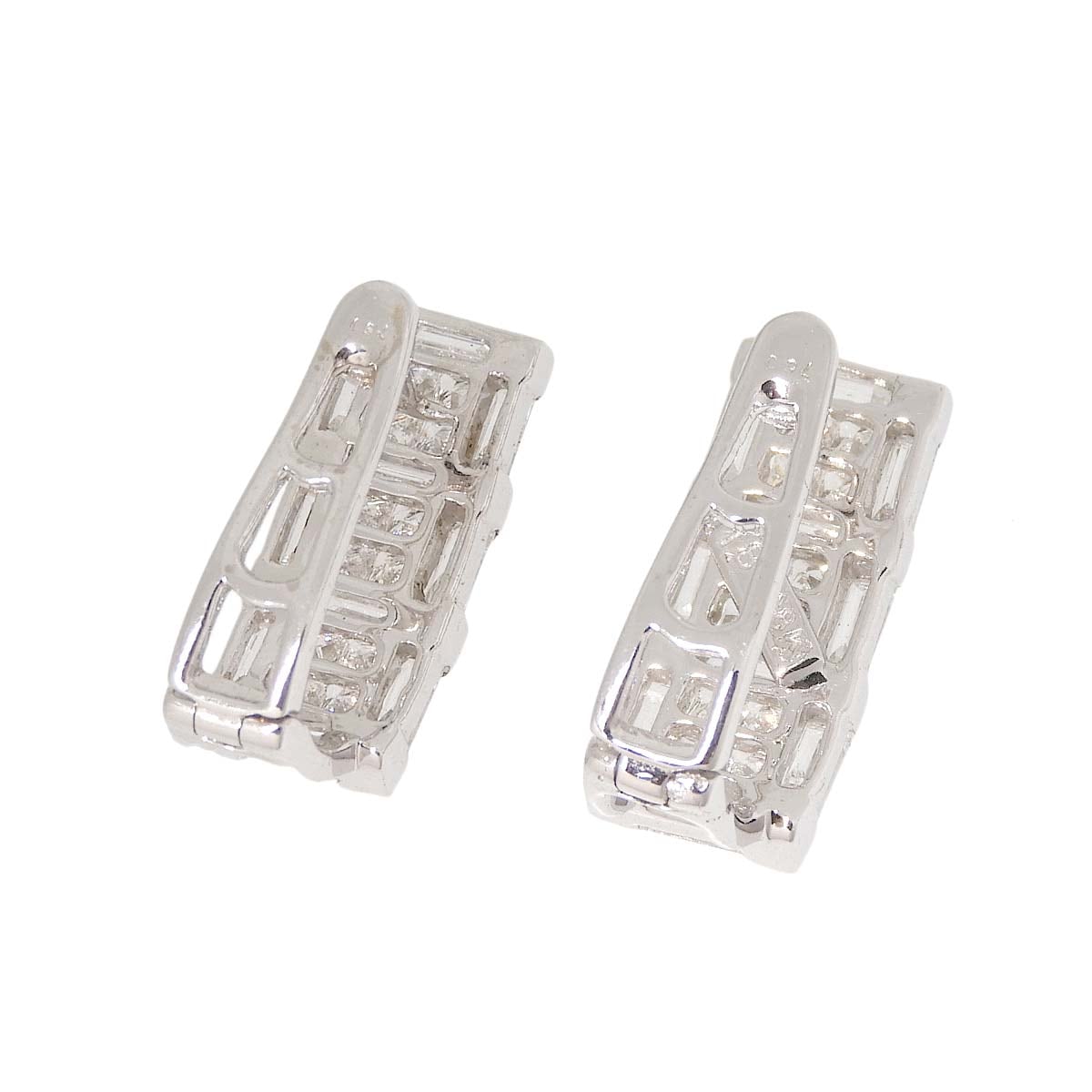 K18WG ホワイトゴールド ダイヤモンド 1.87ct 1.87ct 3連 ピアス レディース 4779