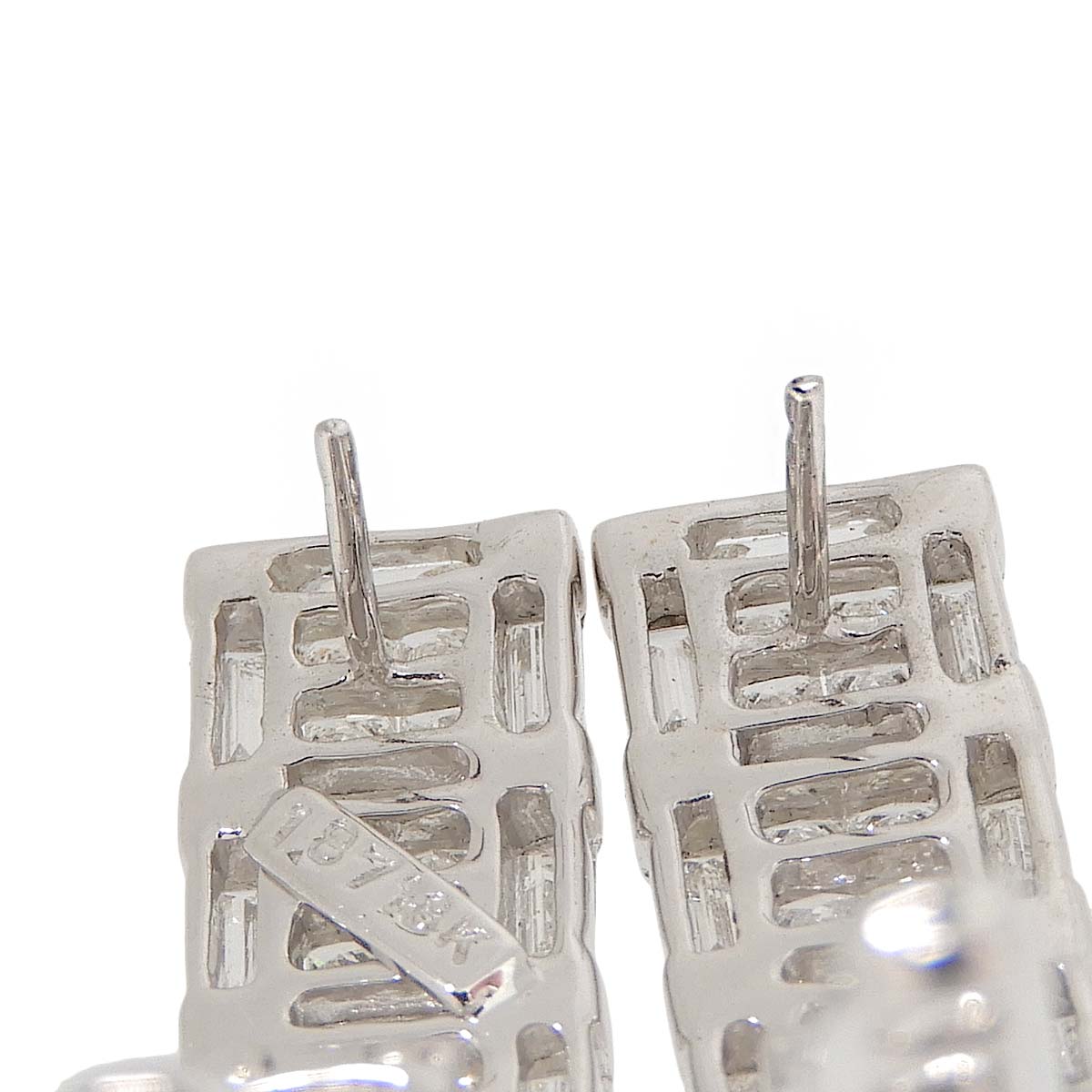 K18WG ホワイトゴールド ダイヤモンド 1.87ct 1.87ct 3連 ピアス レディース 4779