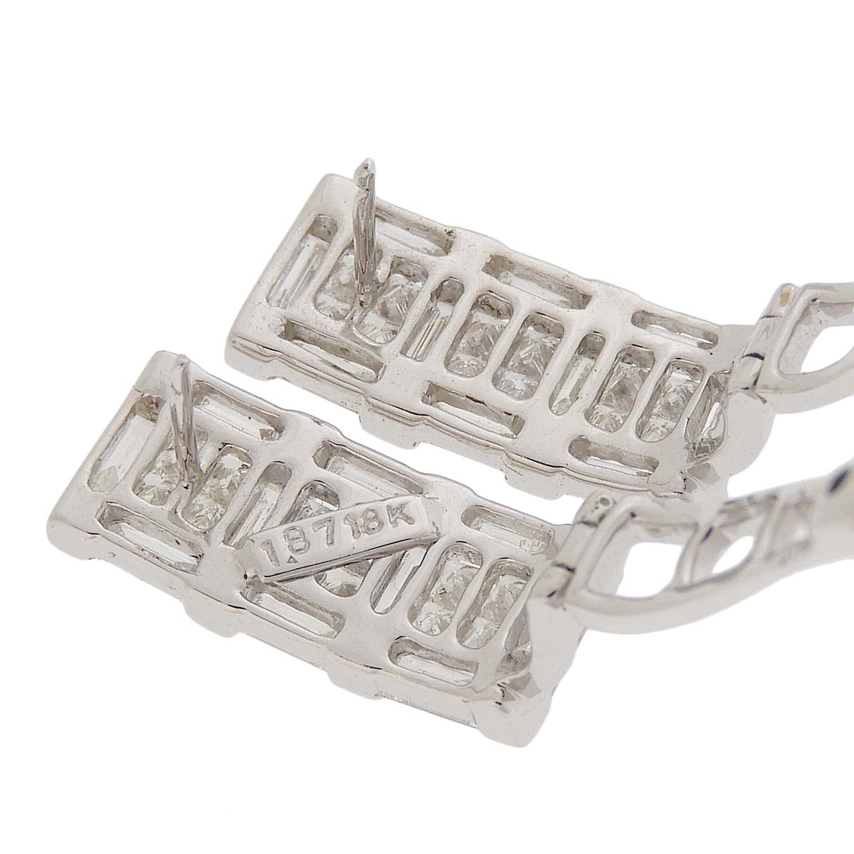 K18WG ホワイトゴールド ダイヤモンド 1.87ct 1.87ct 3連 ピアス レディース 4779