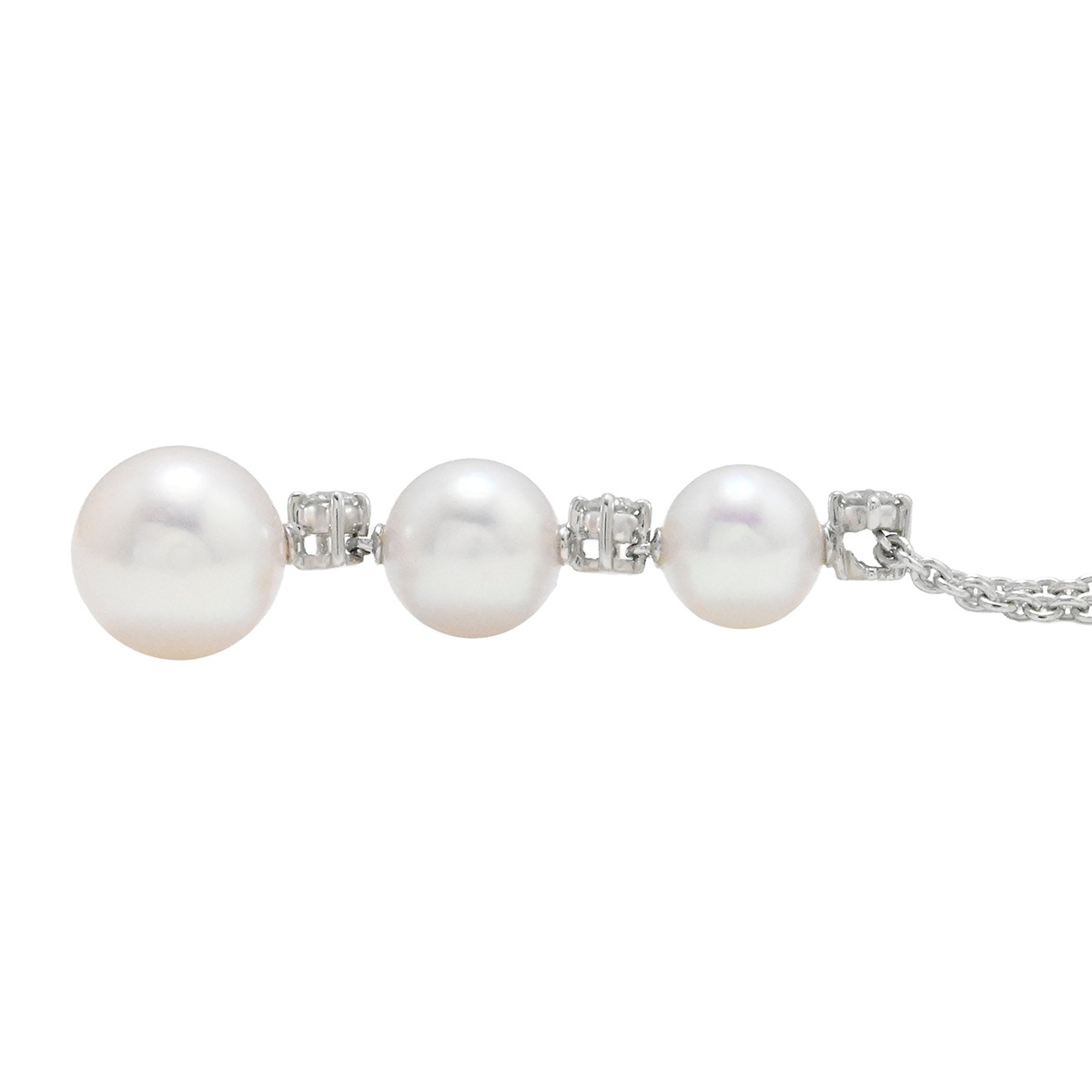 ミキモト MIKIMOTO K18WG ホワイトゴールド パール ダイヤ ネックレス 