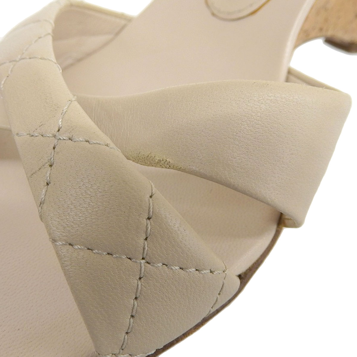 シャネル CHANEL マトラッセ サンダル レザー ベージュ 37 1/2 レディース 8145