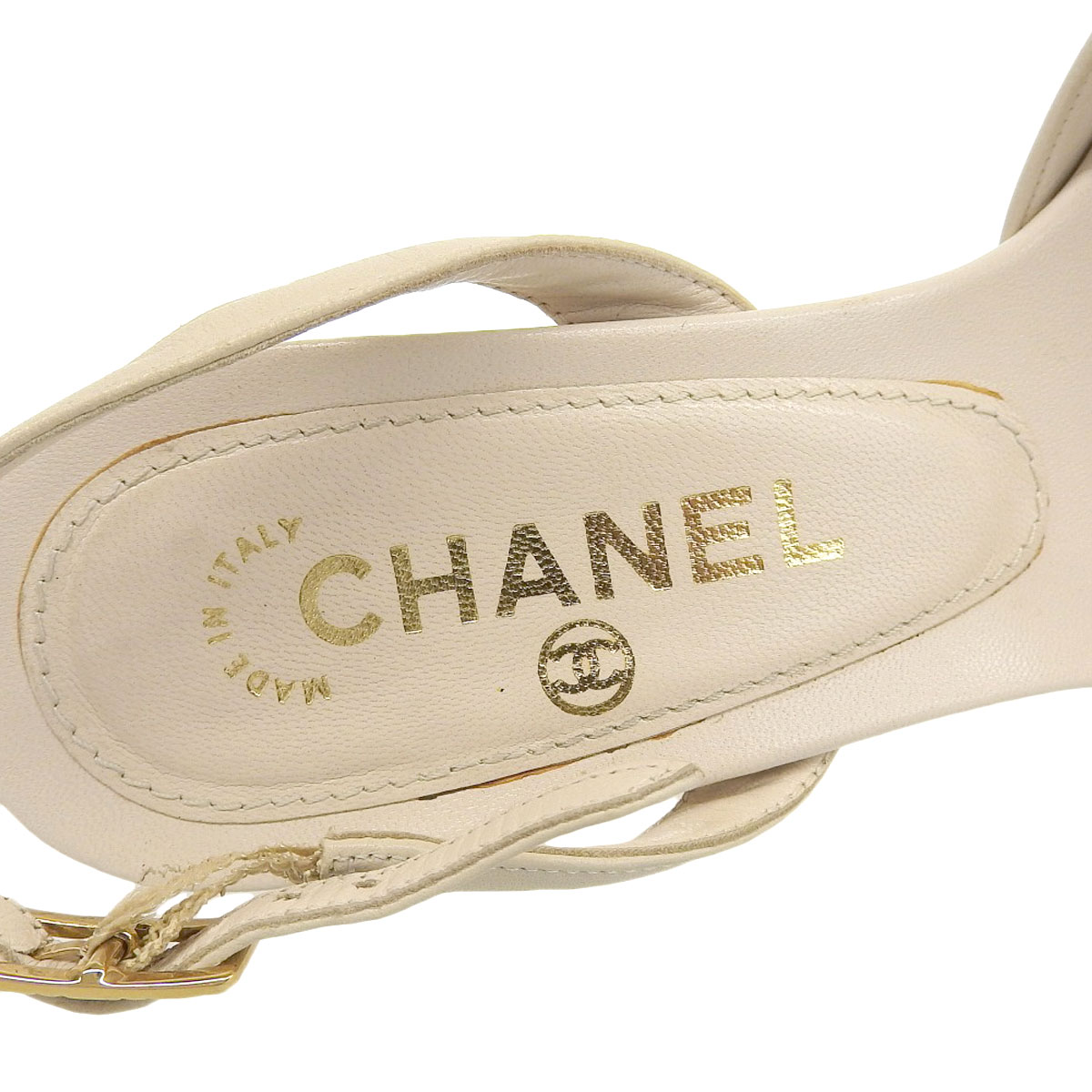 シャネル CHANEL マトラッセ サンダル レザー ベージュ 37 1/2 レディース 8145