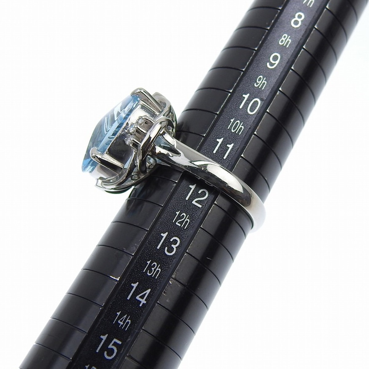 Pt900 プラチナ ブルートパーズ 6.57ct ダイヤモンド 0.08ct リング