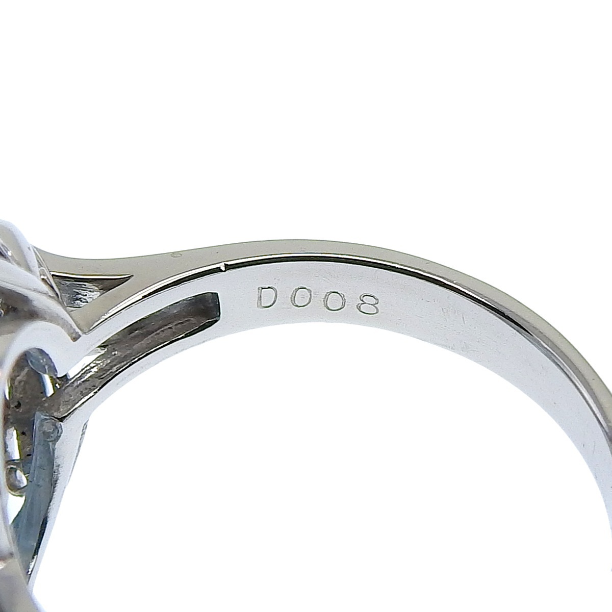 Pt900 プラチナ ブルートパーズ 6.57ct ダイヤモンド 0.08ct リング